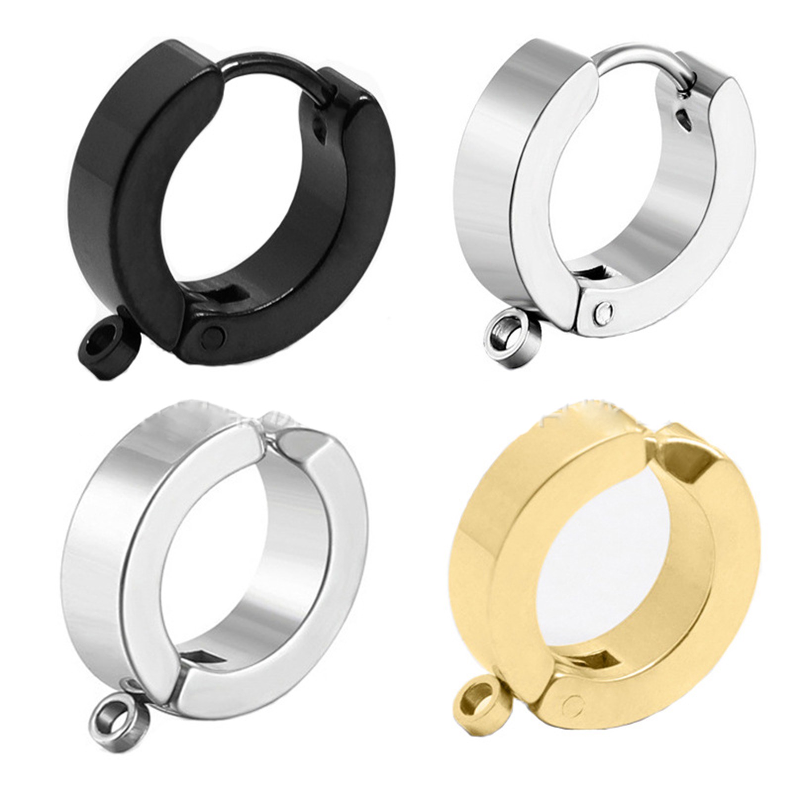 Immagine di 316 Acciaio inossidabile Orecchino Anello Multicolore Con Loop 9mm x 4mm, 2 Pz
