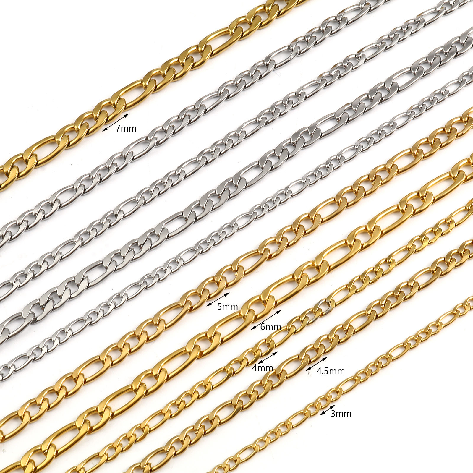 Picture of Stainless Steel 3:1 Figaro Figaro Chain Multicolor 5 M