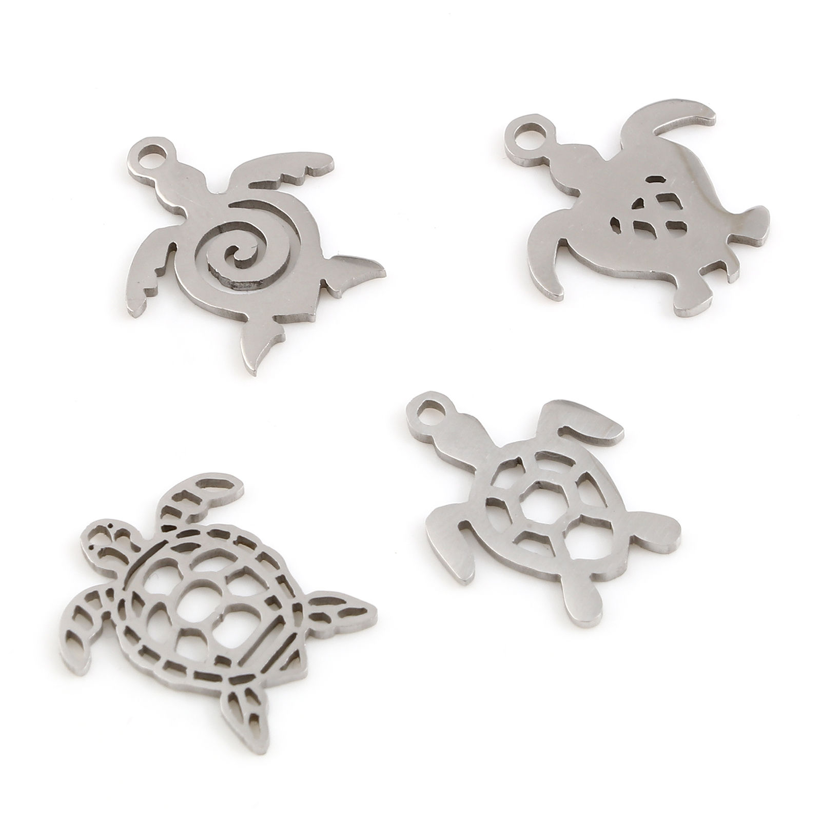 Image de Breloques en Acier Inoxydable Bijoux d'Océan Tortue de Mer Argent Mat 5 Pcs