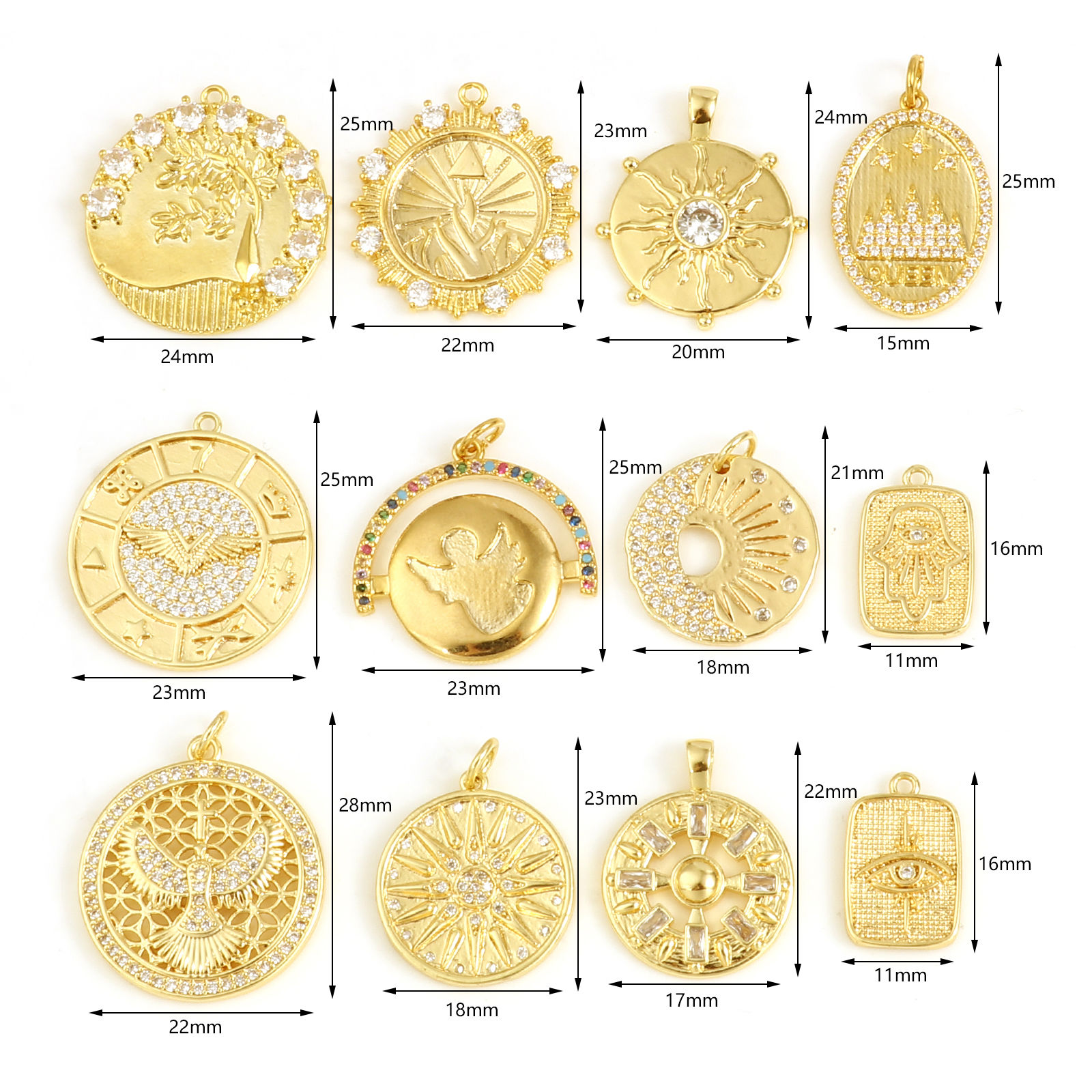 Immagine di Ottone Charms 18K Vero Oro Placcato 1 Pz