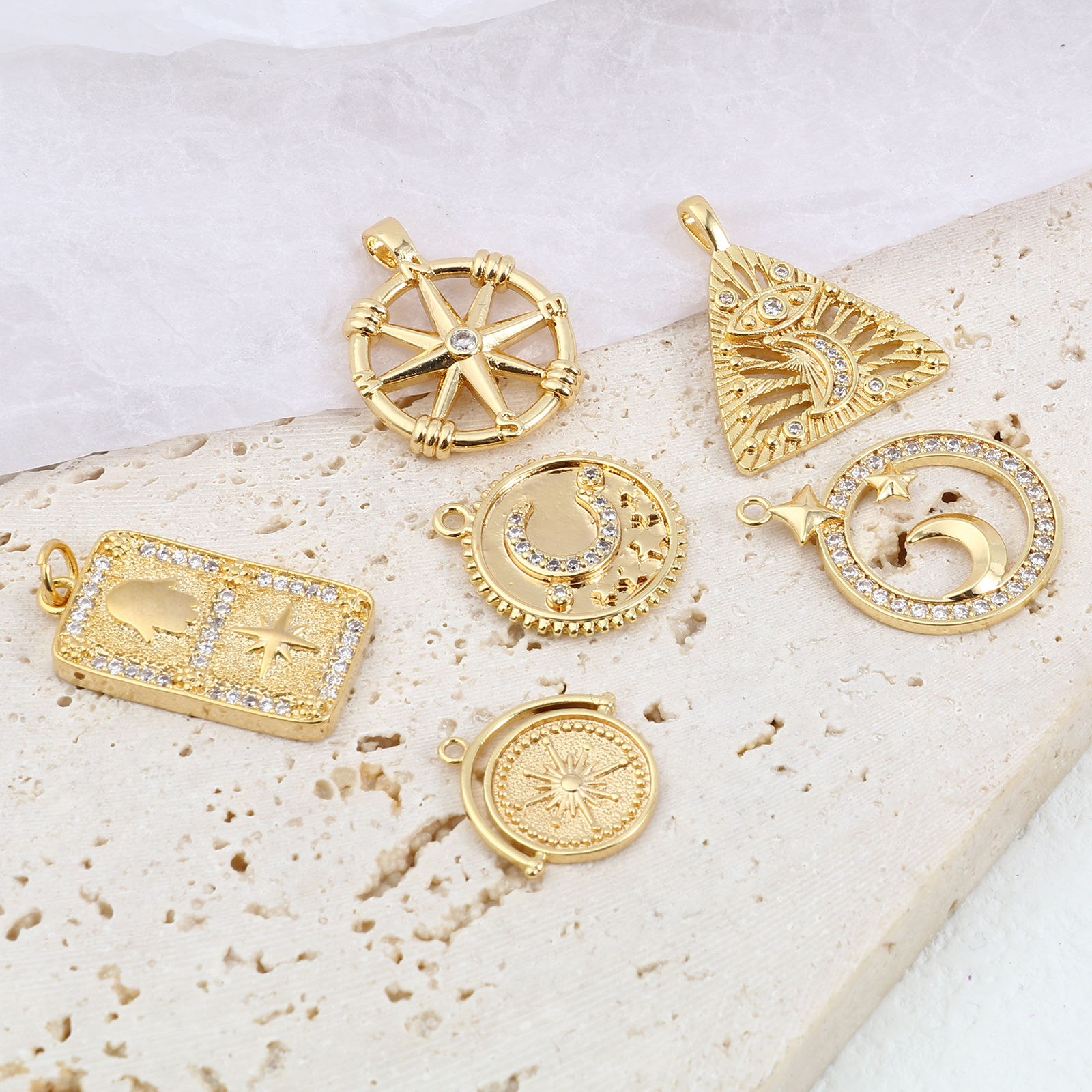 Picture of Brass Galaxy Charms 18K Real Gold Plated 1 Piece