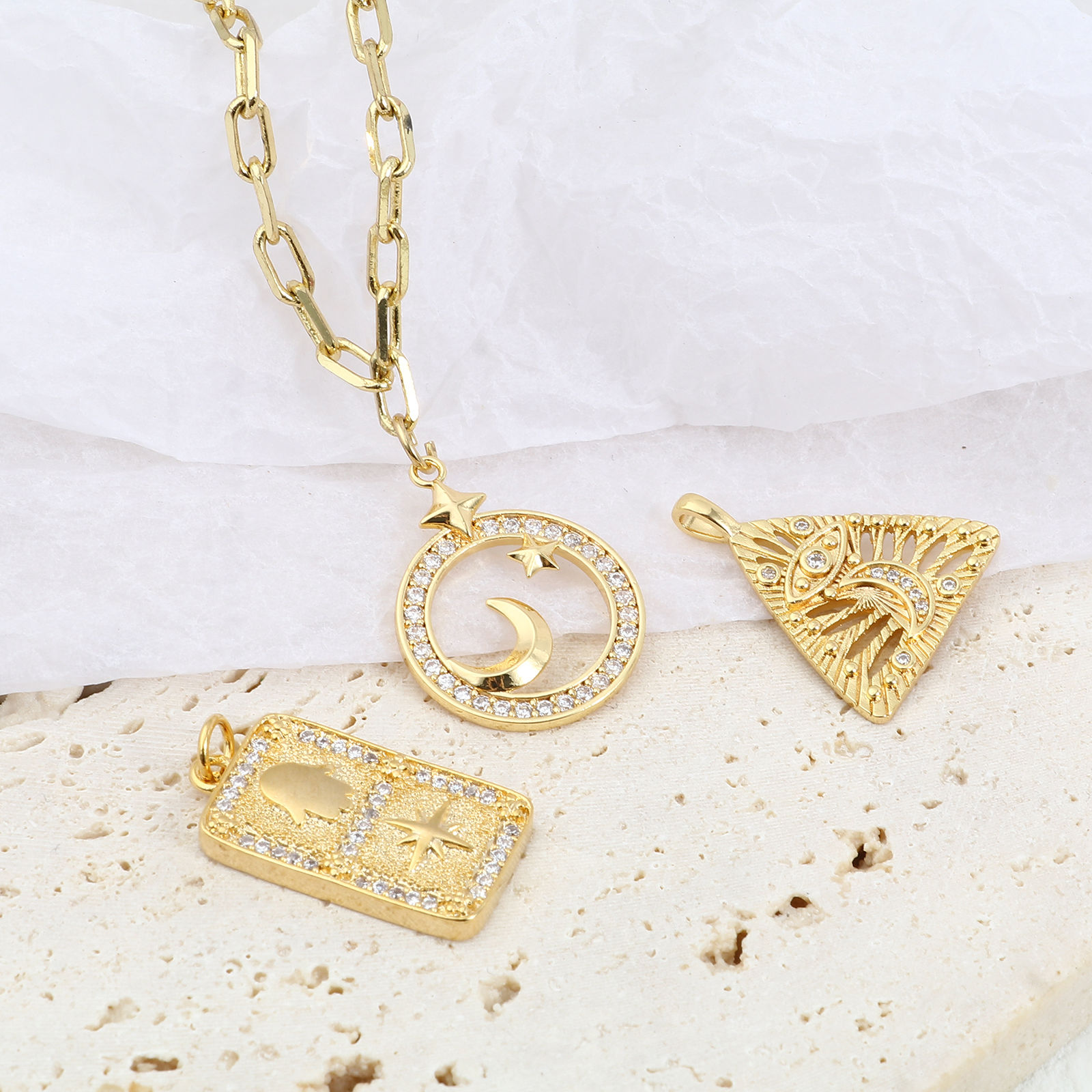 Picture of Brass Galaxy Charms 18K Real Gold Plated 1 Piece