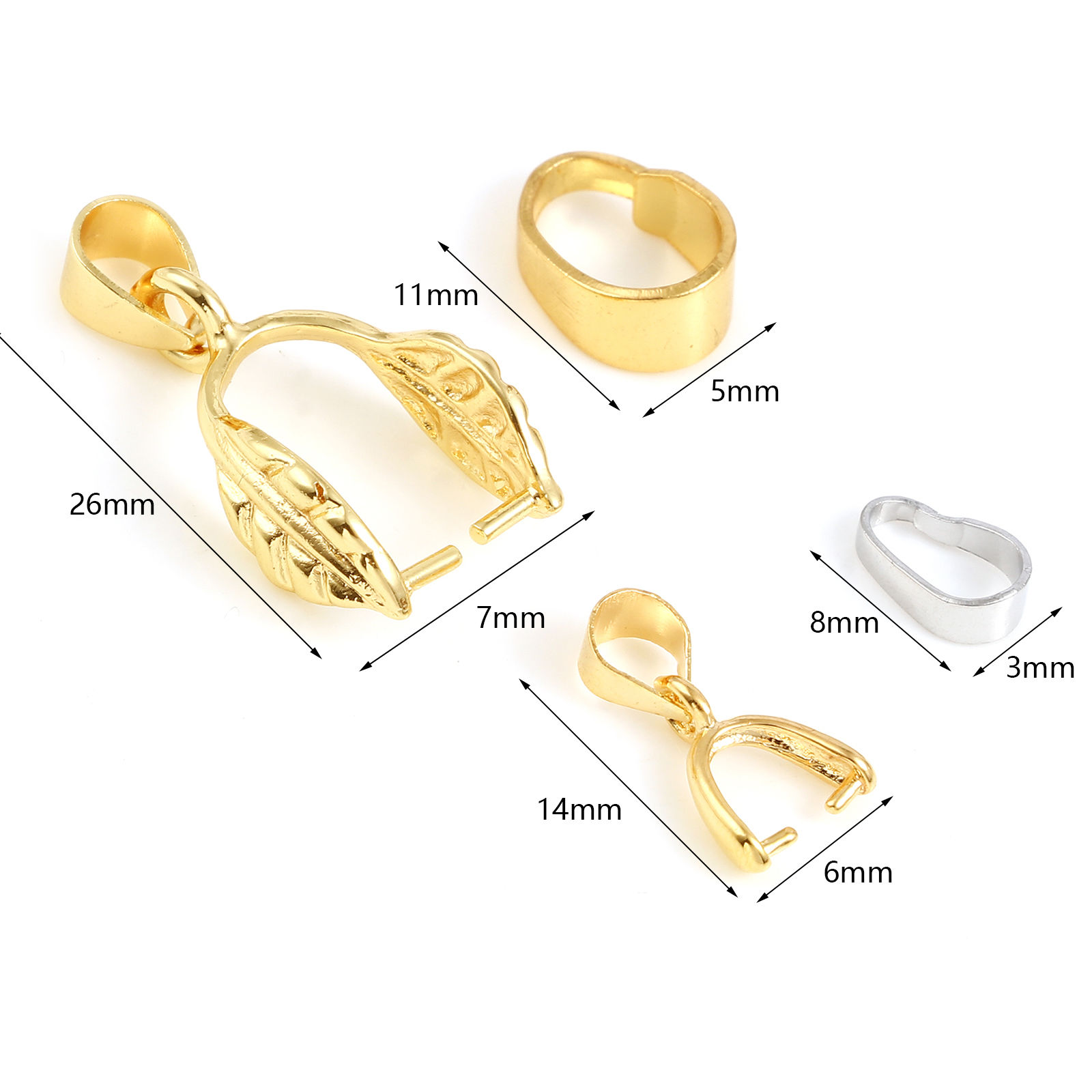Picture of Brass Pendant Pinch Bails Clasps Multicolor 2 PCs