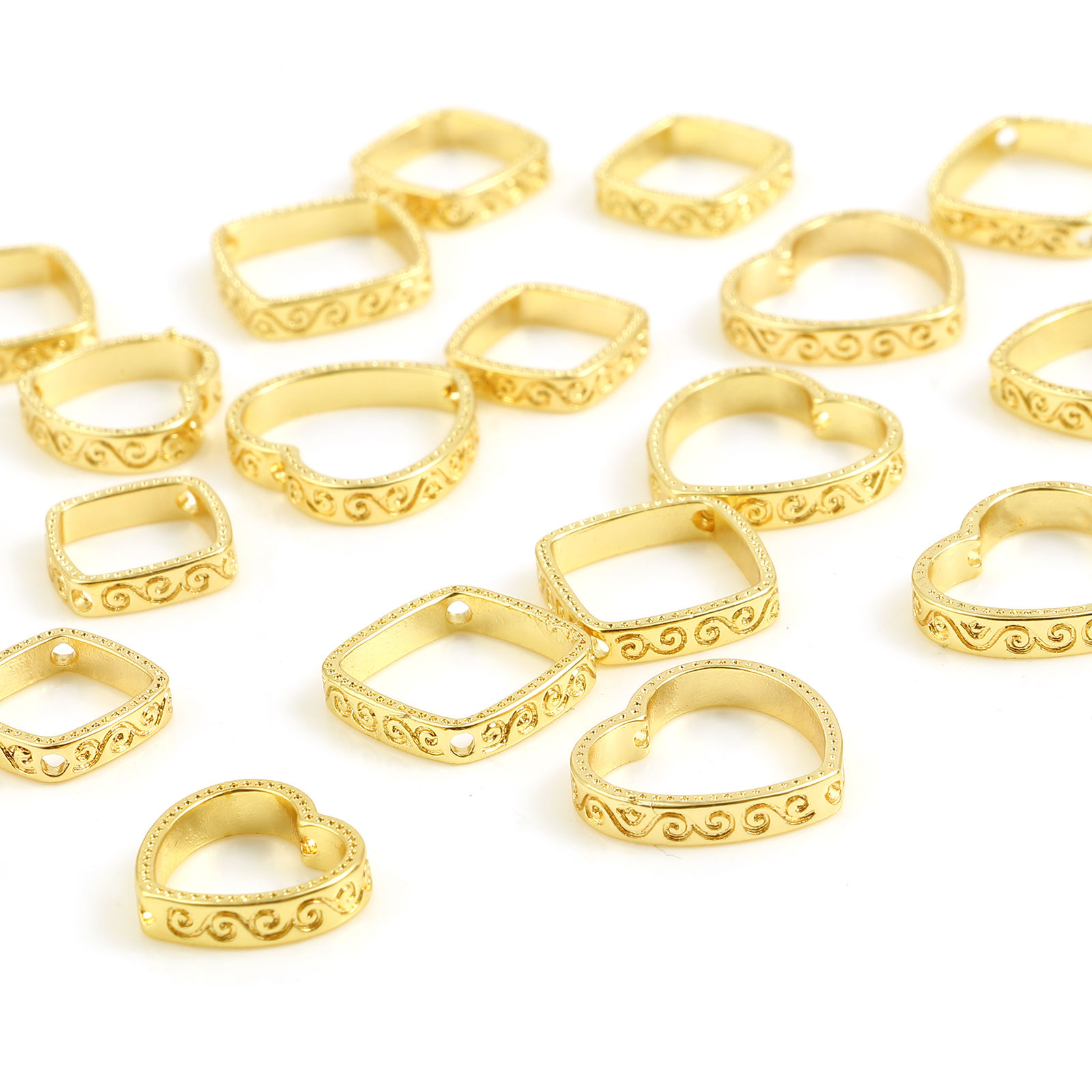 Bild von Messing Perlen Rahmen 18K Echtgold plattiert 3 Stück