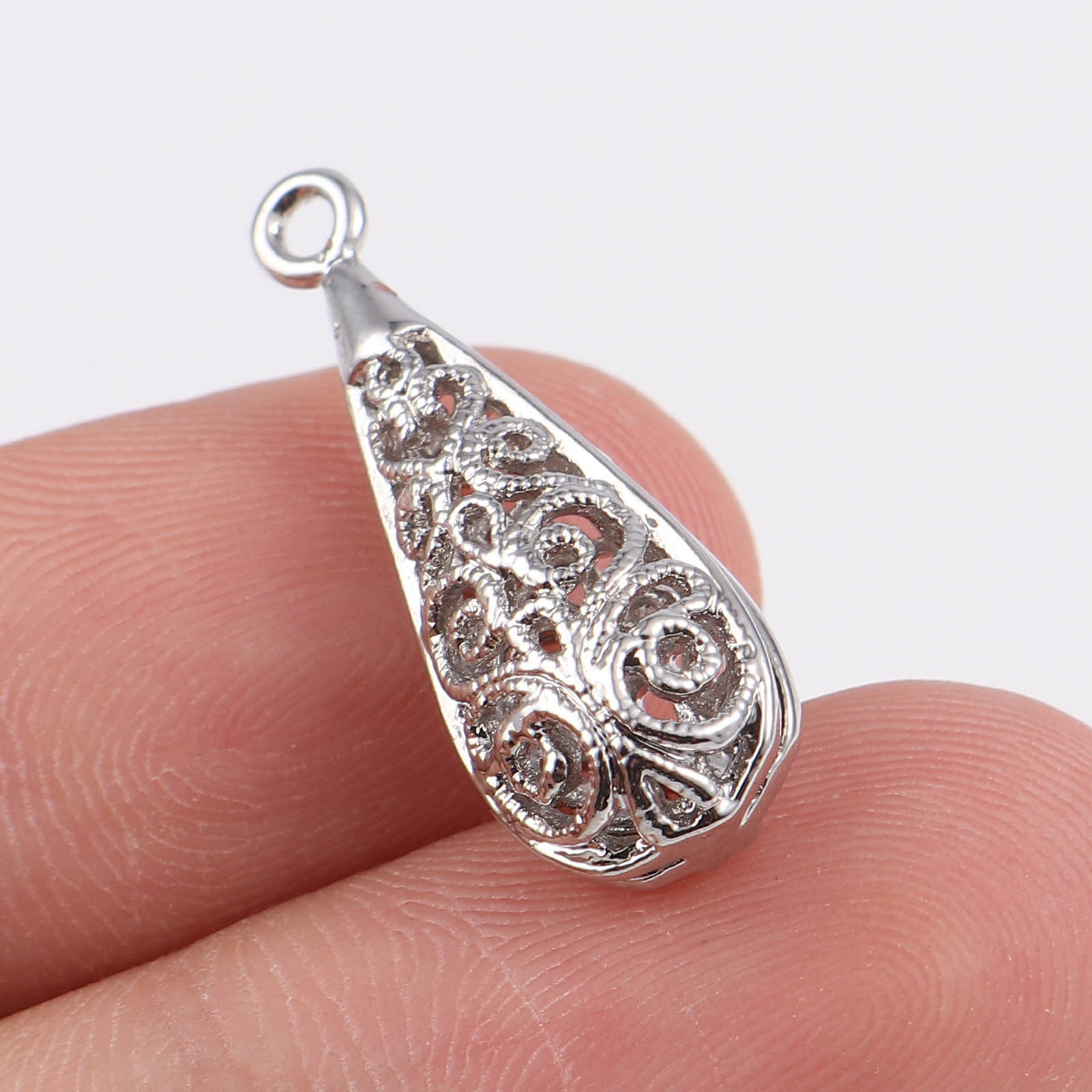 Picture of Brass Charms Drop Multicolor Filigree 24mm x 9mm, 2 PCs