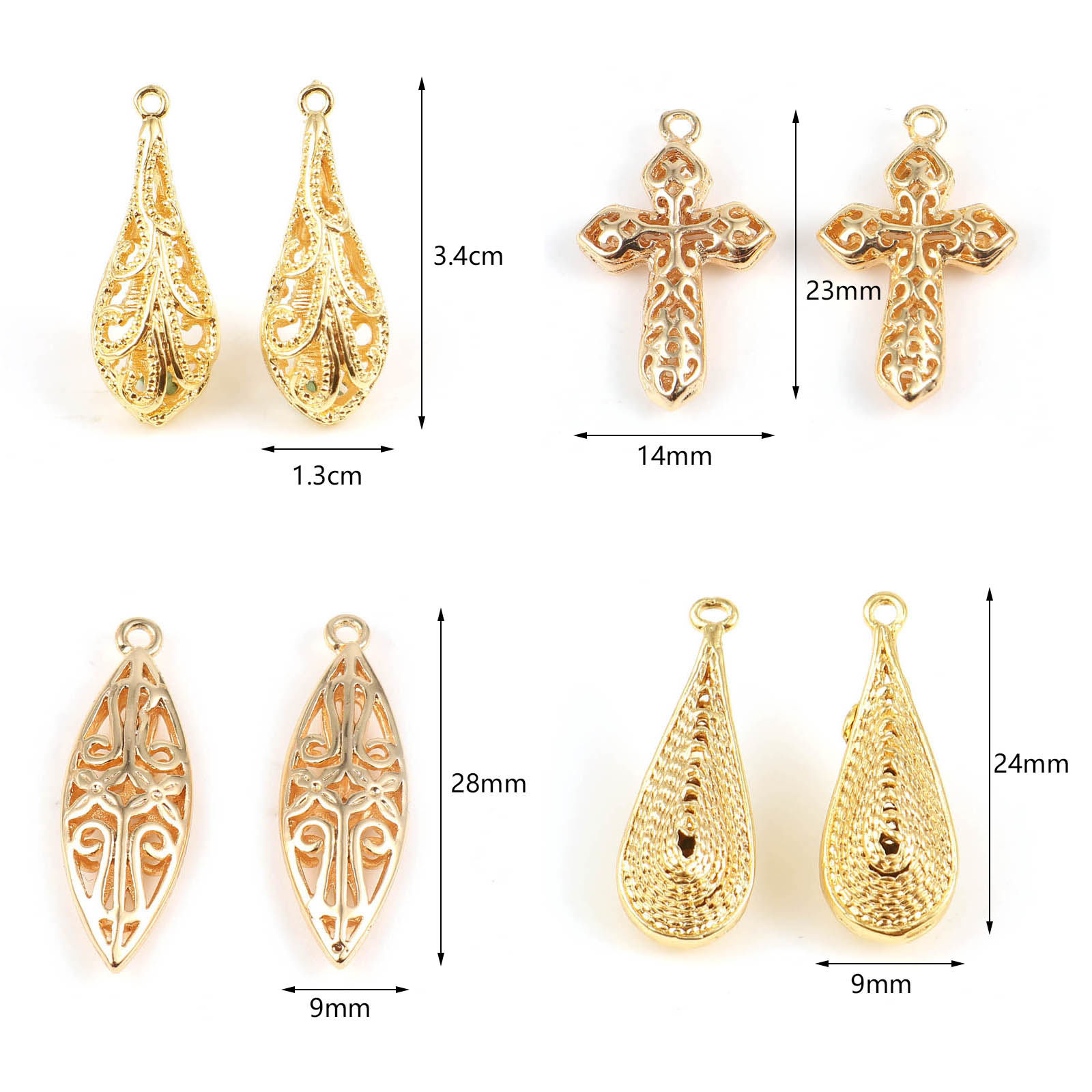 Picture of Brass Charms 18K Real Gold Plated 2 PCs