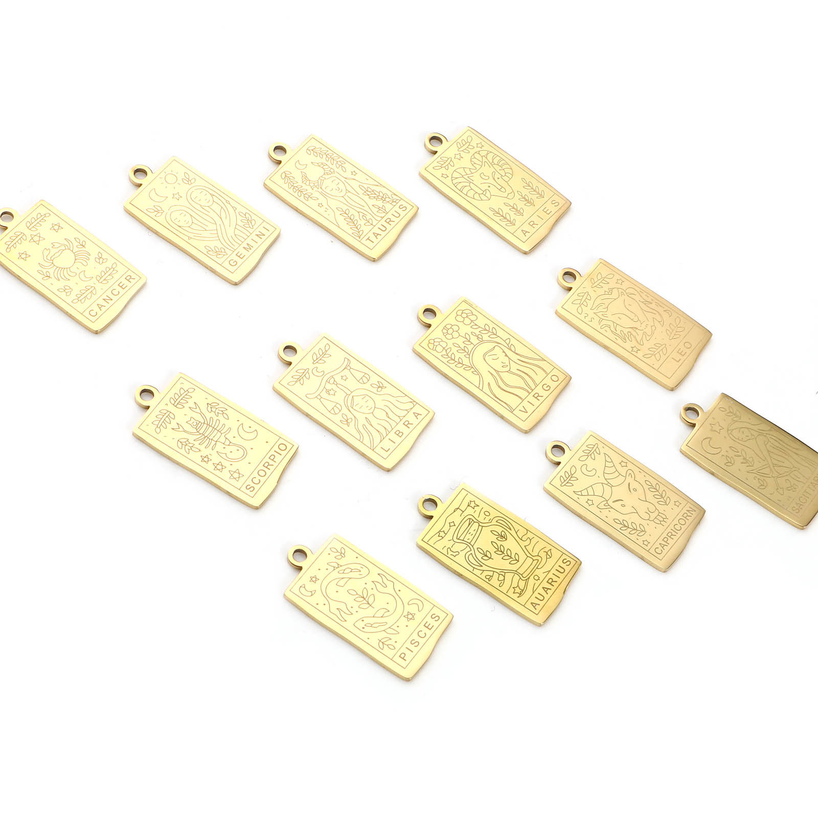 Picture of Stainless Steel Charms Rectangle Gold Plated Constellation 25.5mm x 13mm, 1 Piece