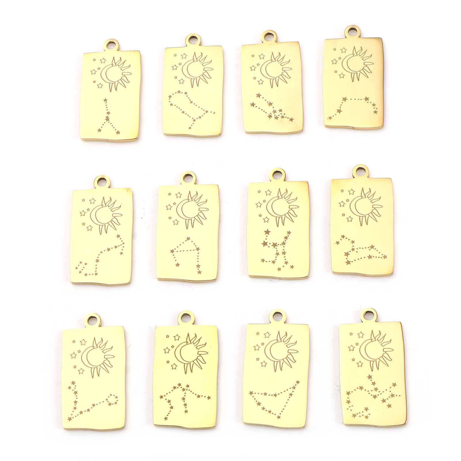 Picture of Stainless Steel Charms Rectangle Gold Plated Constellation 25.5mm x 13mm, 1 Piece