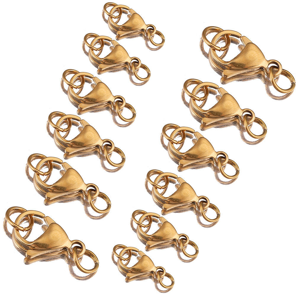 Picture of Stainless Steel Lobster Clasp Findings Multicolor W/ Jump Ring 5 PCs