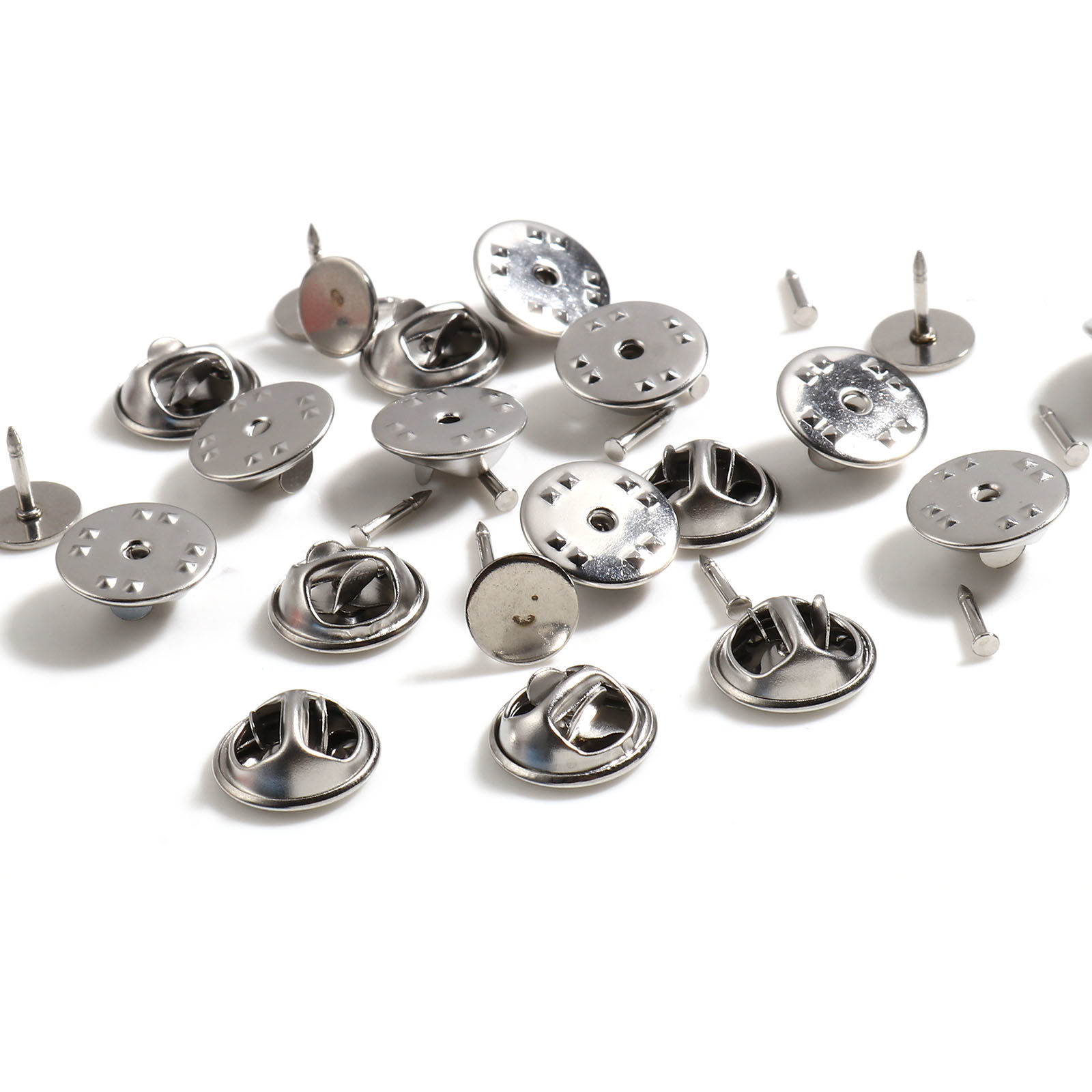 Picture of Stainless Steel Pin Brooches Round Silver Tone 10 Sets