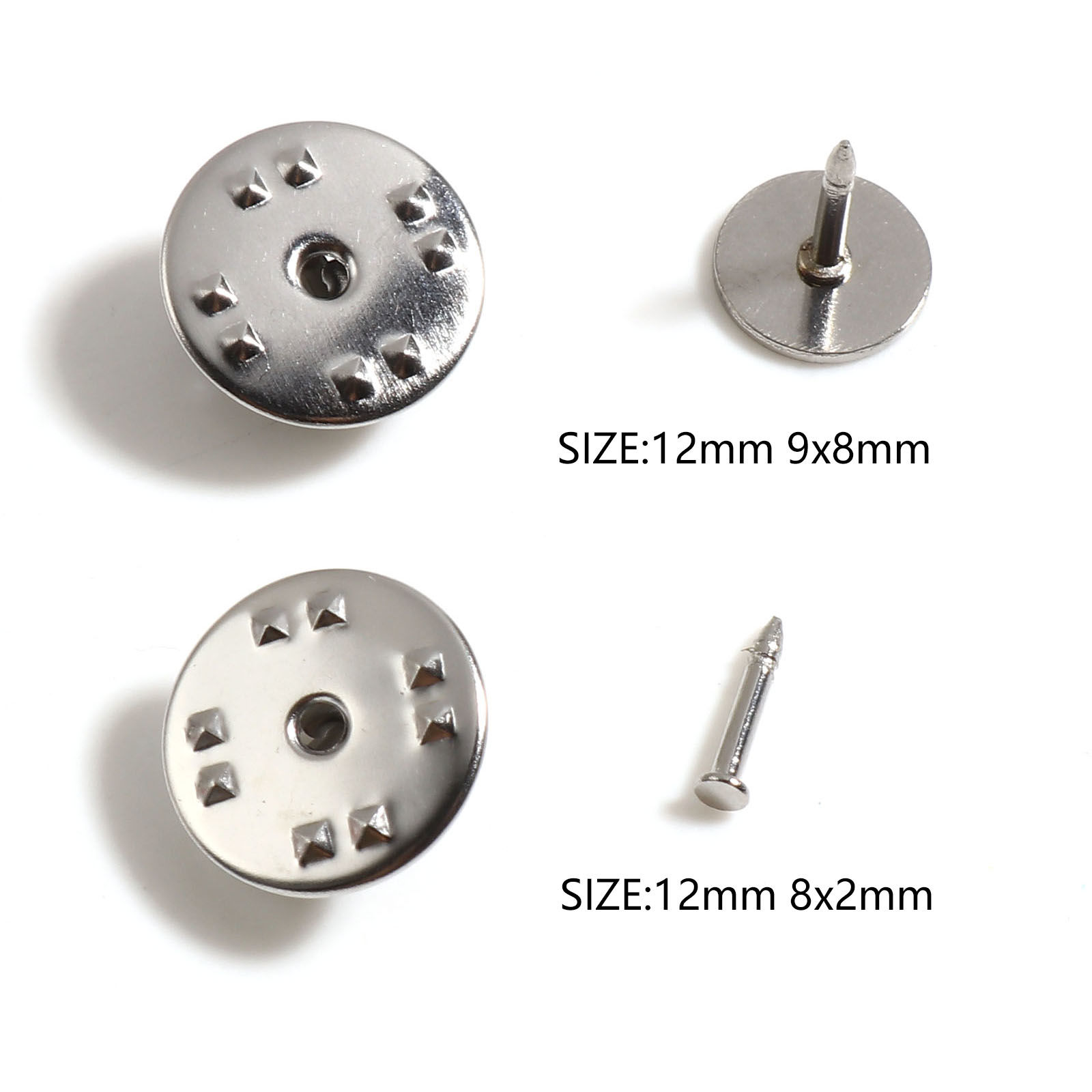 Picture of Stainless Steel Pin Brooches Round Silver Tone 10 Sets