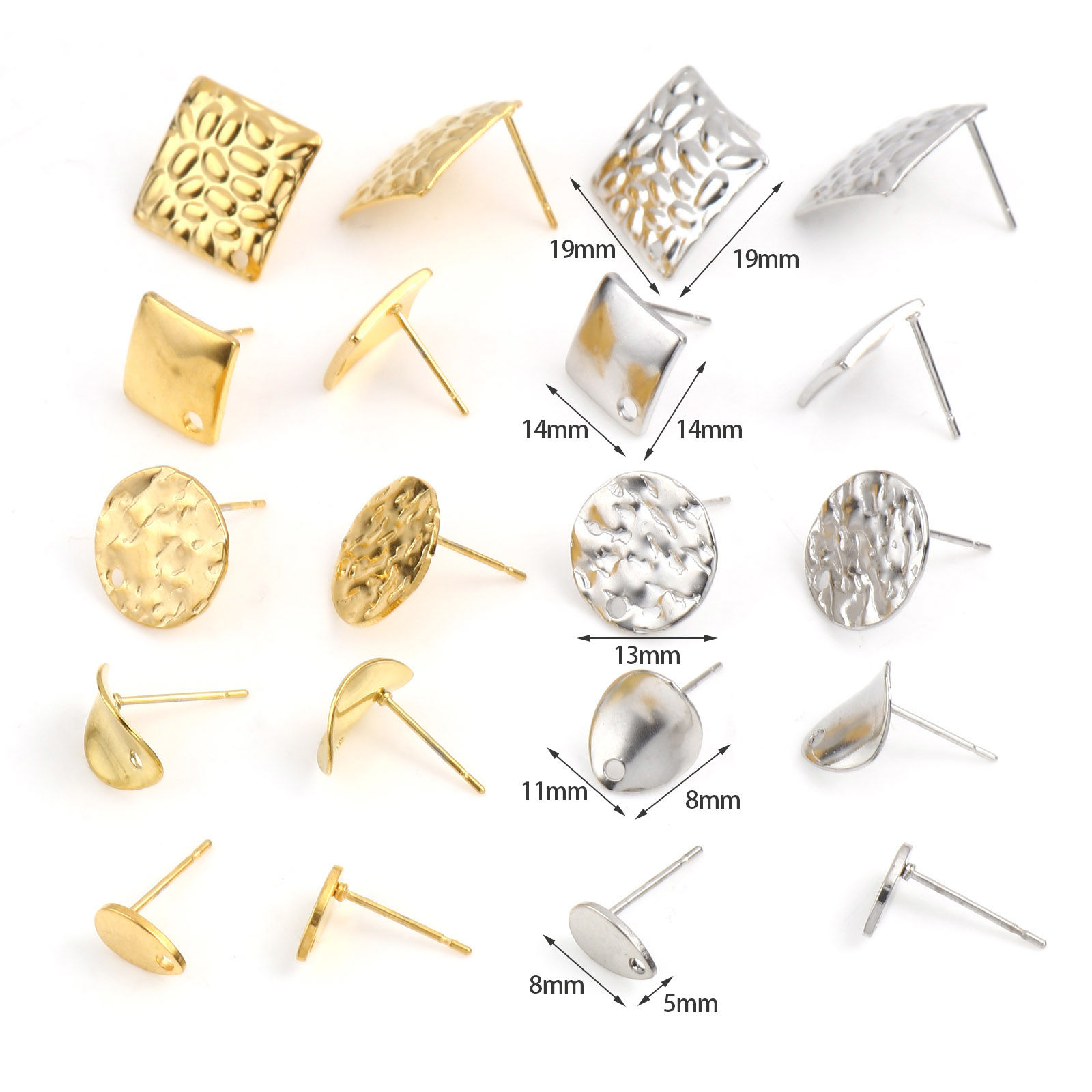 Image de Boucles d'Oreilles Puces en Acier Inoxydable Multicolore avec Boucle 2 Pcs