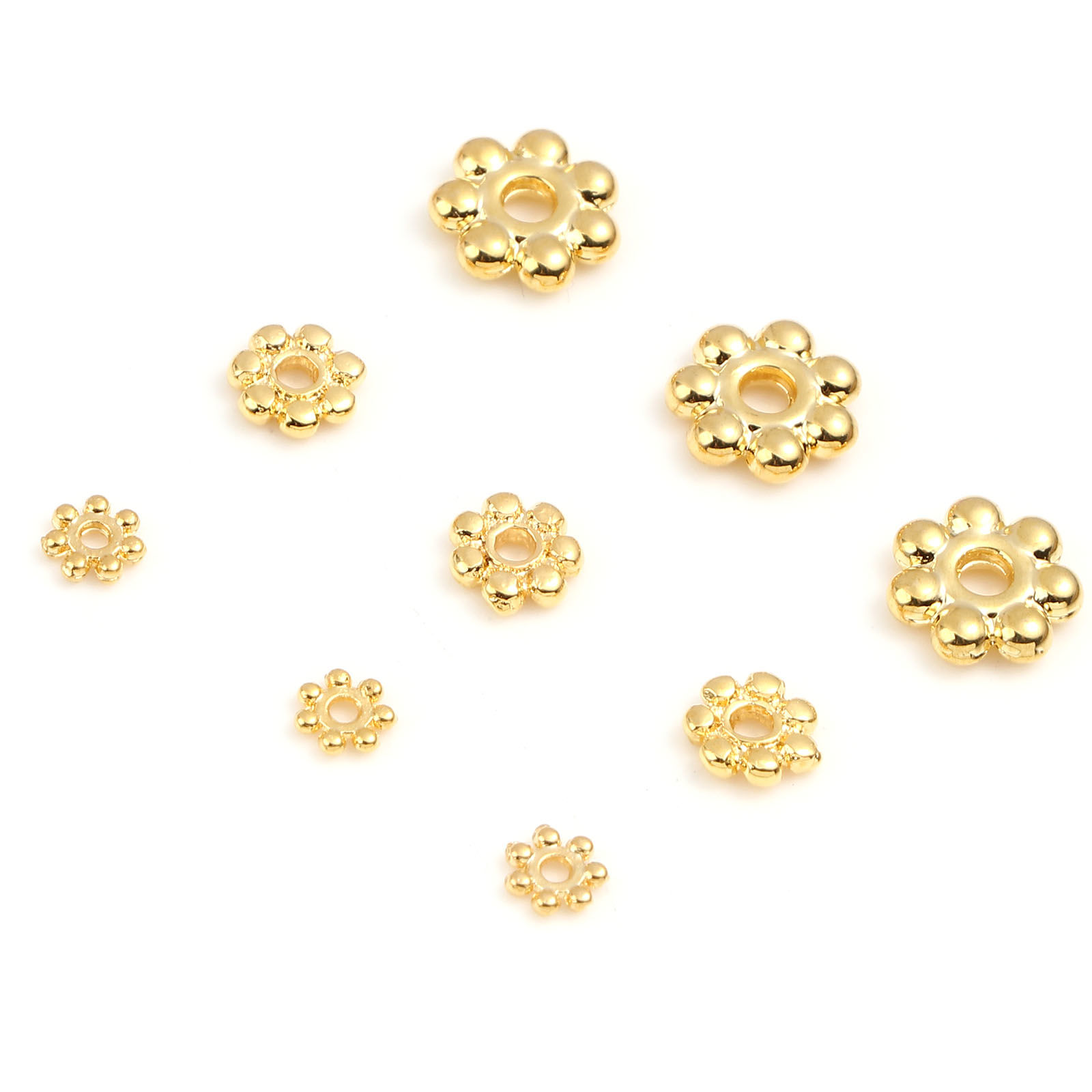 Picture of Brass Spacer Beads 18K Real Gold Plated Snowflake 10 PCs