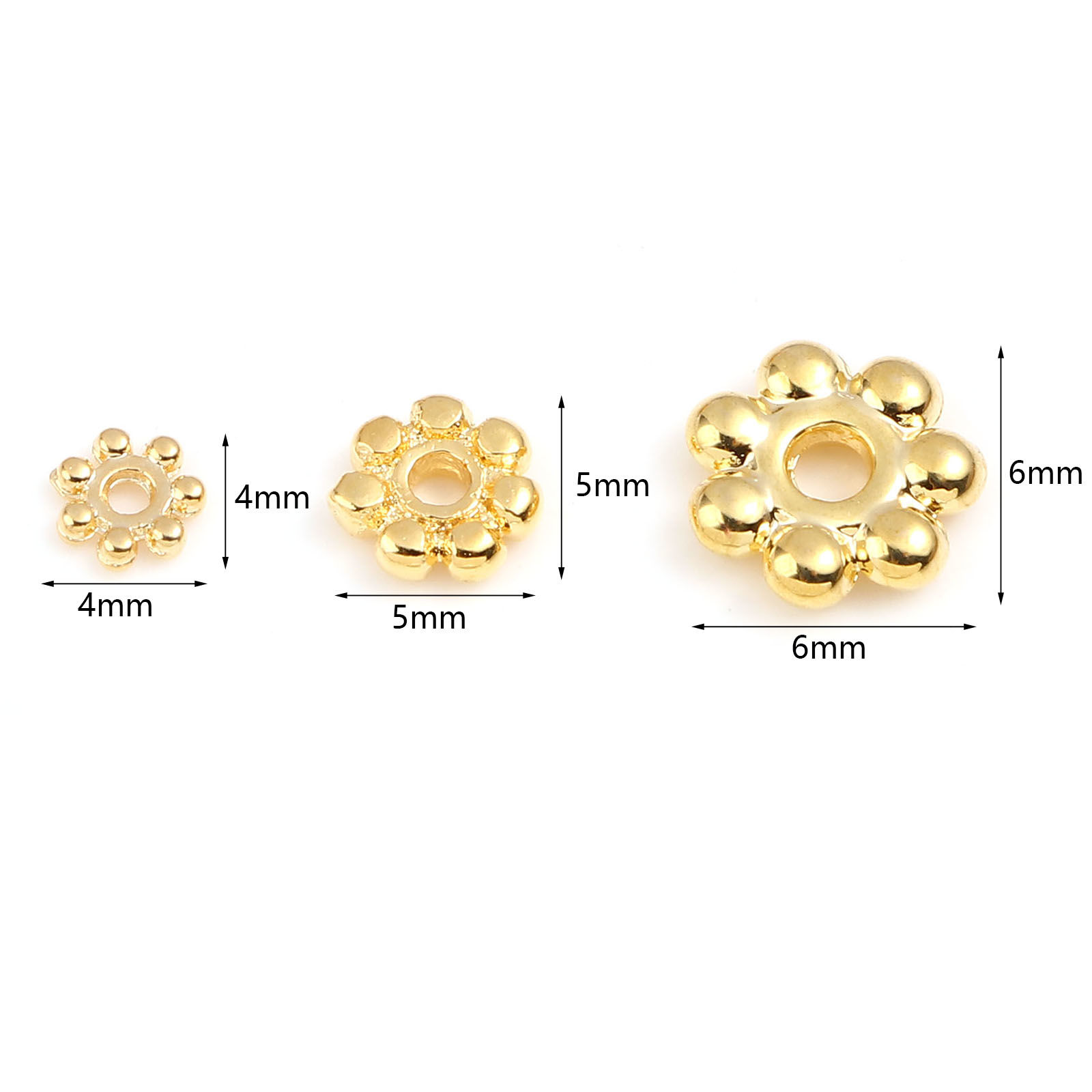 Picture of Brass Spacer Beads 18K Real Gold Plated Snowflake 10 PCs