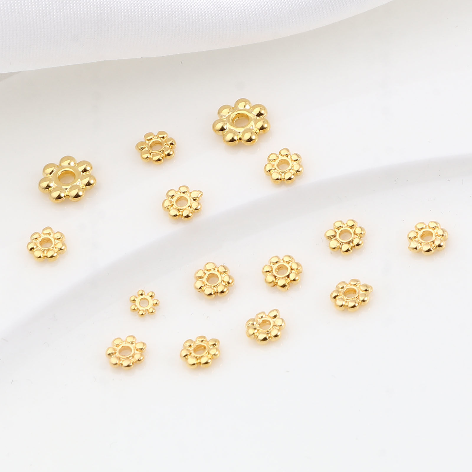 Picture of Brass Spacer Beads 18K Real Gold Plated Snowflake 10 PCs