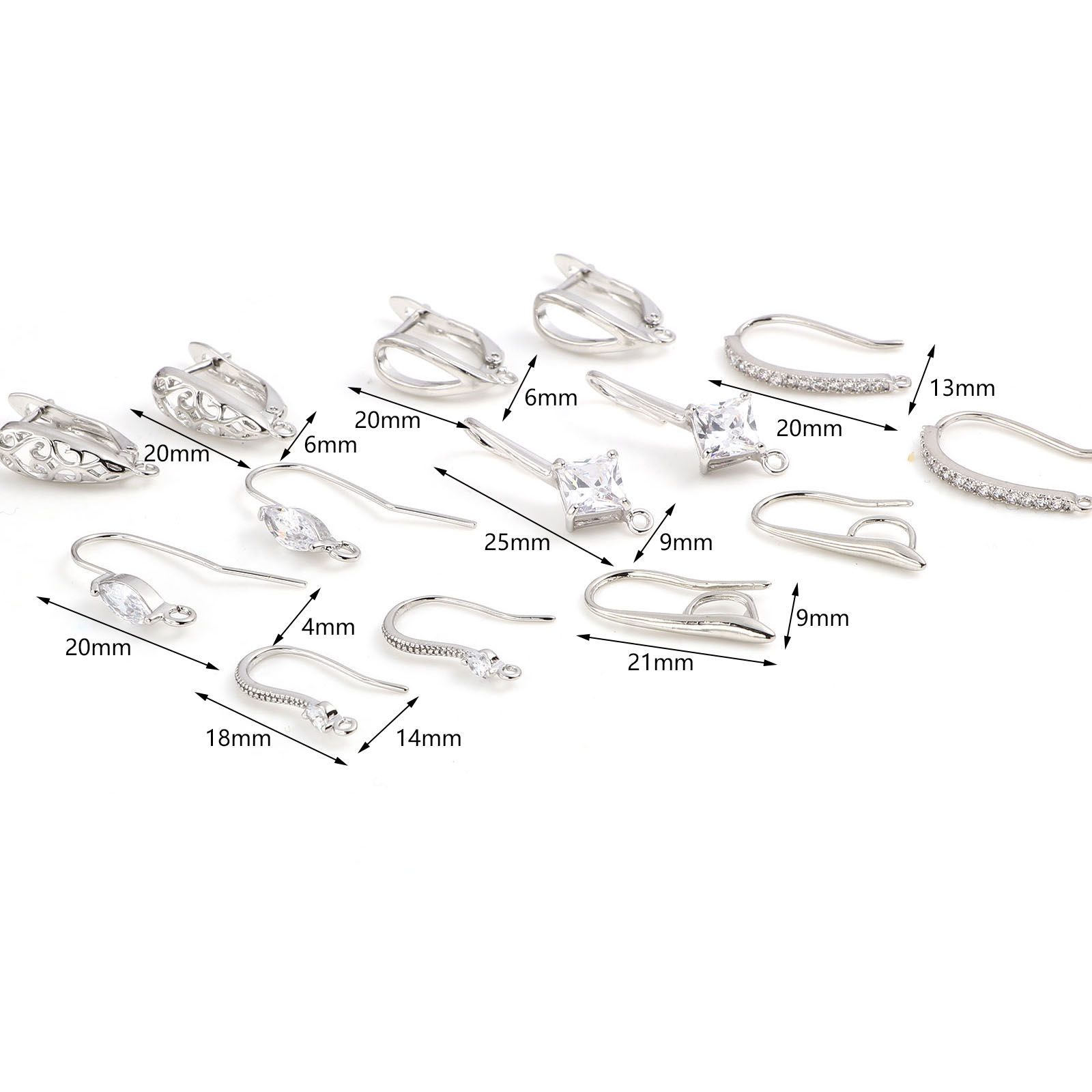 Immagine di Ottone Ganci per Orecchini Vero Platino Placcato W/ Loop 2 Pz