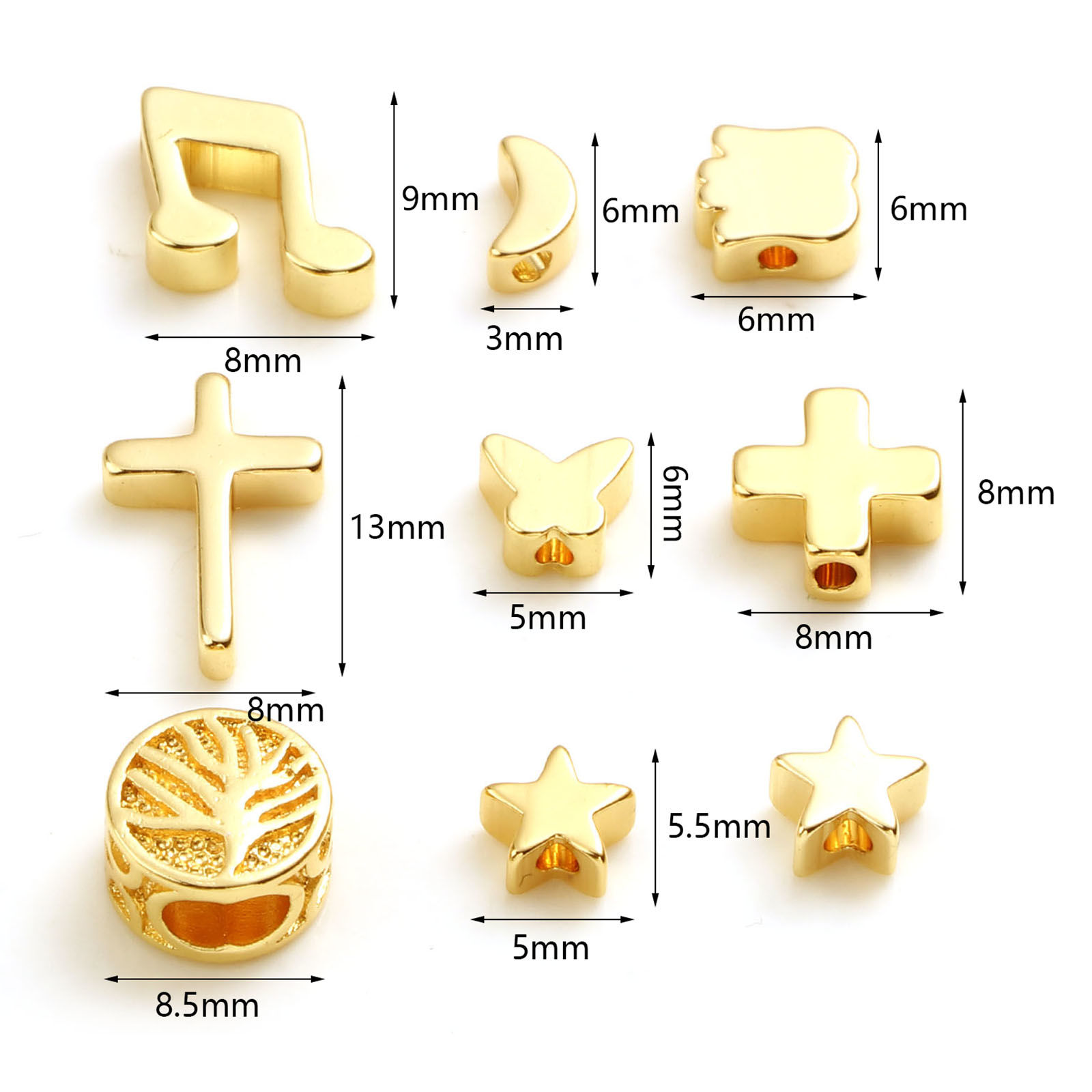 Picture of Brass Beads 18K Real Gold Plated 5 PCs