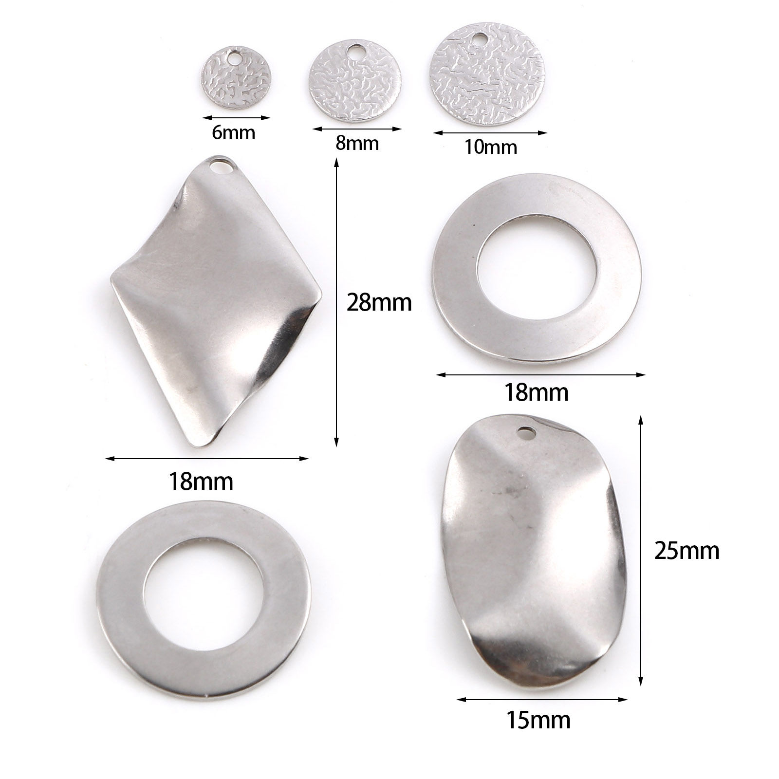 Picture of Stainless Steel Charms Geometric Silver Tone 10 PCs