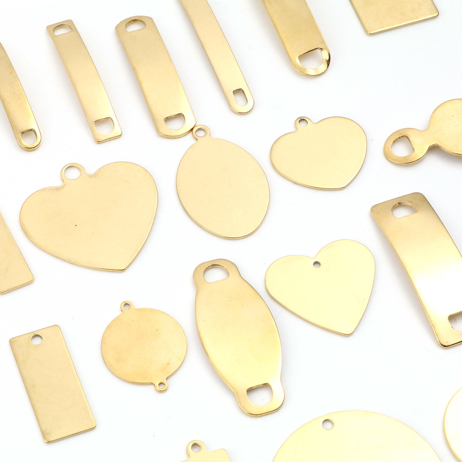 Picture of 304 Stainless Steel Blank Stamping Tags Charms Gold Plated Roller Burnishing