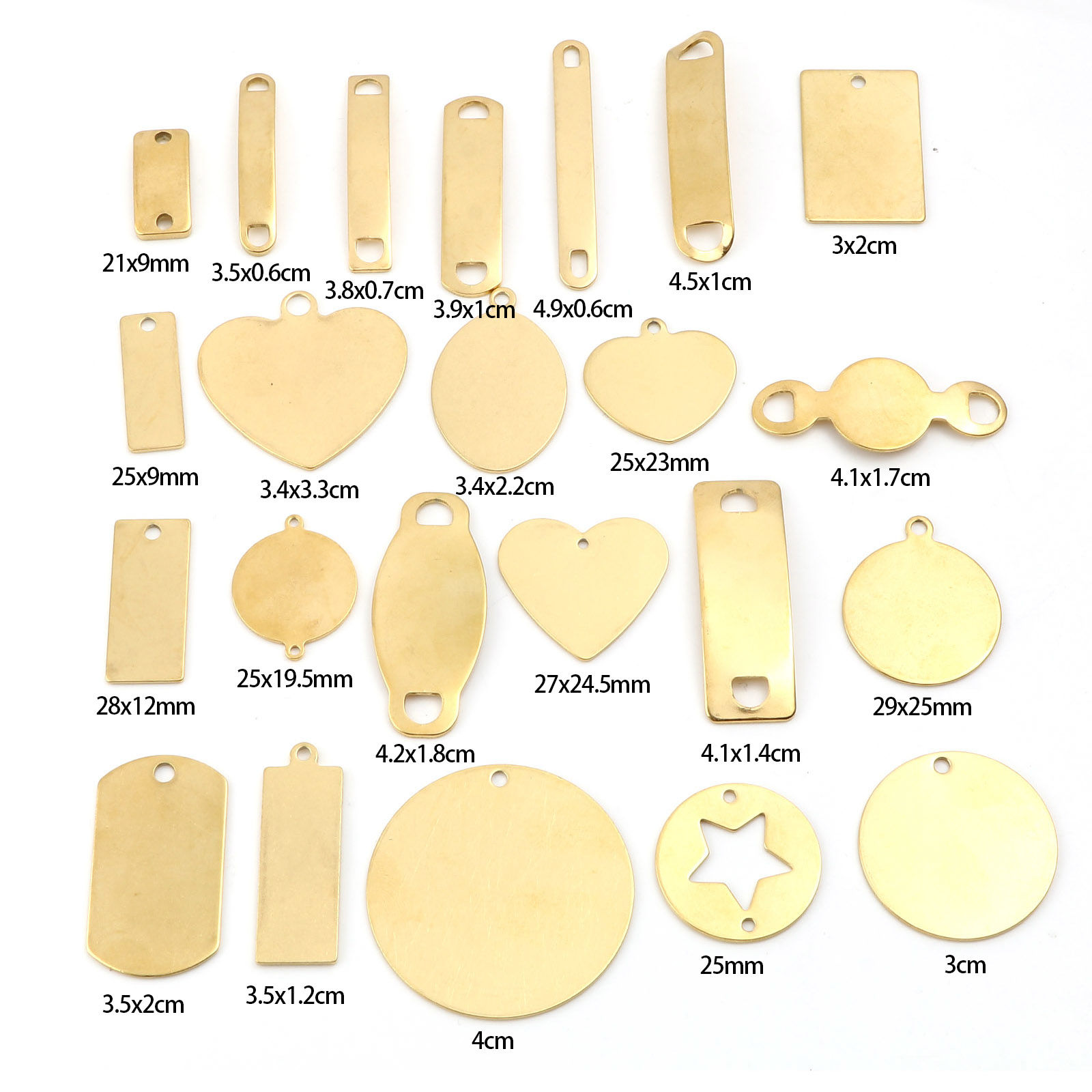 Picture of 304 Stainless Steel Blank Stamping Tags Charms Gold Plated Roller Burnishing