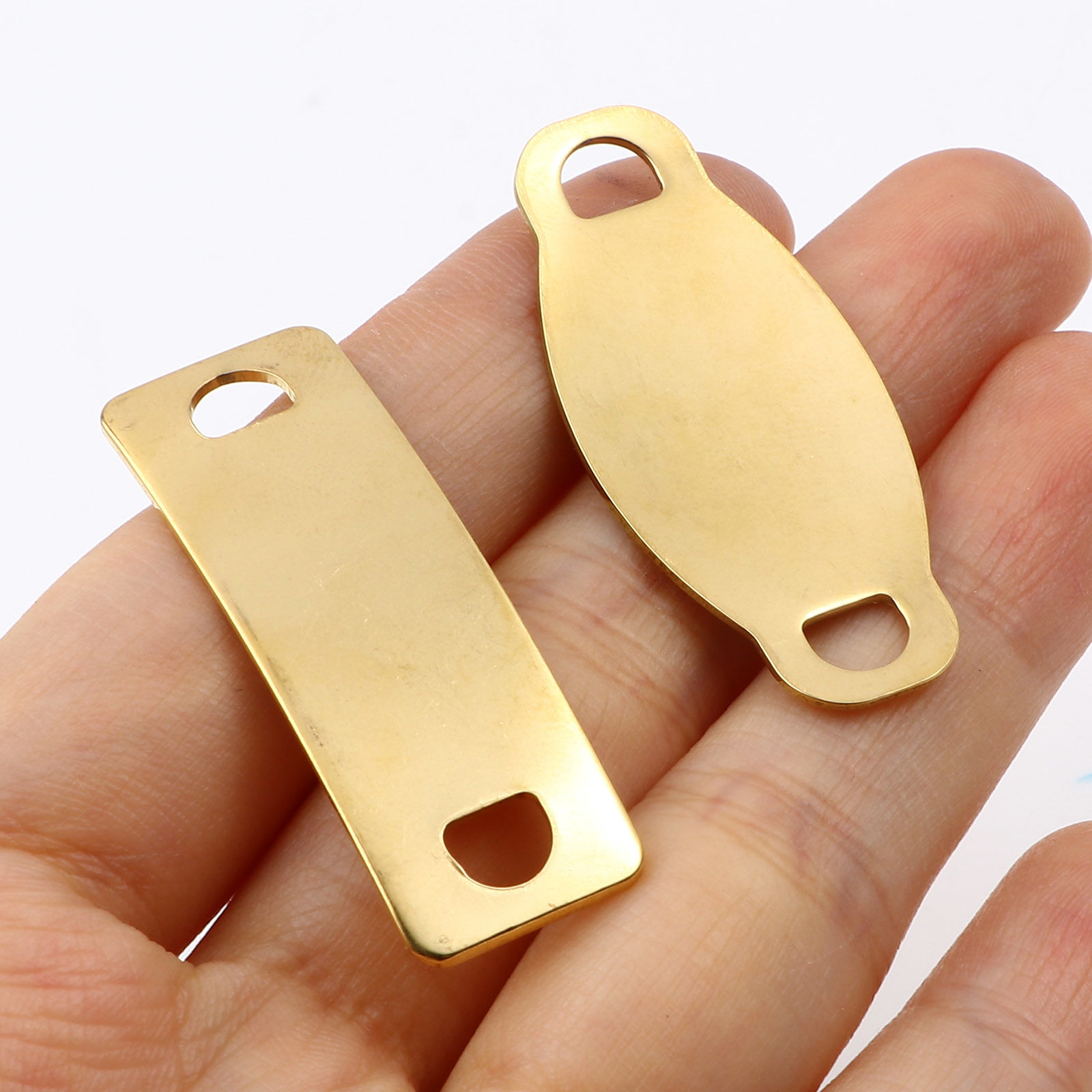 Picture of 304 Stainless Steel Blank Stamping Tags Charms Gold Plated Roller Burnishing