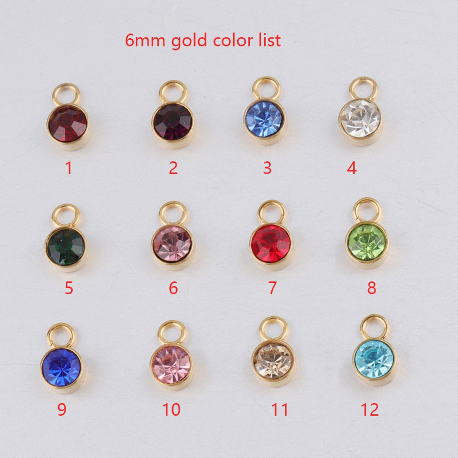 Picture of Stainless Steel Birthstone Necklace Multicolor Round Blank Stamping Tags 45cm(17 6/8") long, 1 Piece