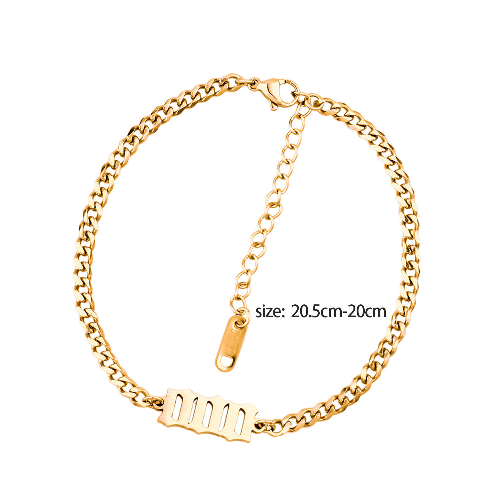 Picture of Stylish Simple Multicolor Stainless Steel Curb Link Chain Angel Number Bracelets For Women 20.5cm(8 1/8") - 20cm(7 7/8") long