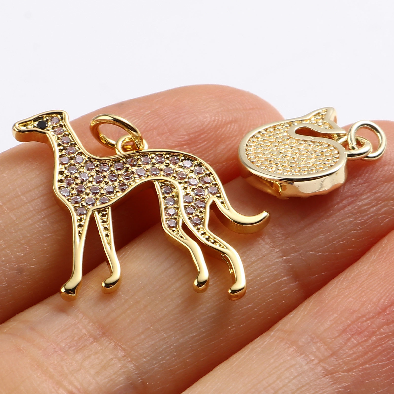 Picture of Brass Micro Pave Charms Animal 18K Real Gold Plated 1 Piece