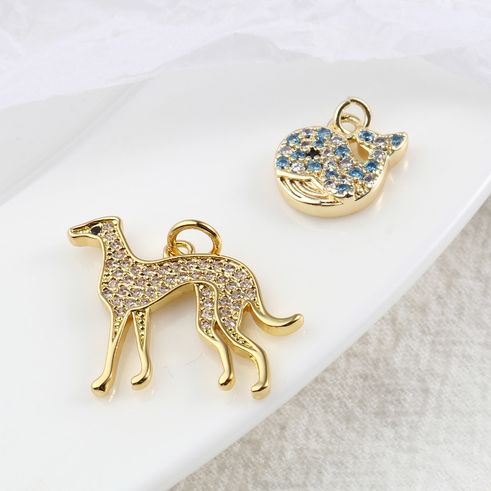 Picture of Brass Micro Pave Charms Animal 18K Real Gold Plated 1 Piece