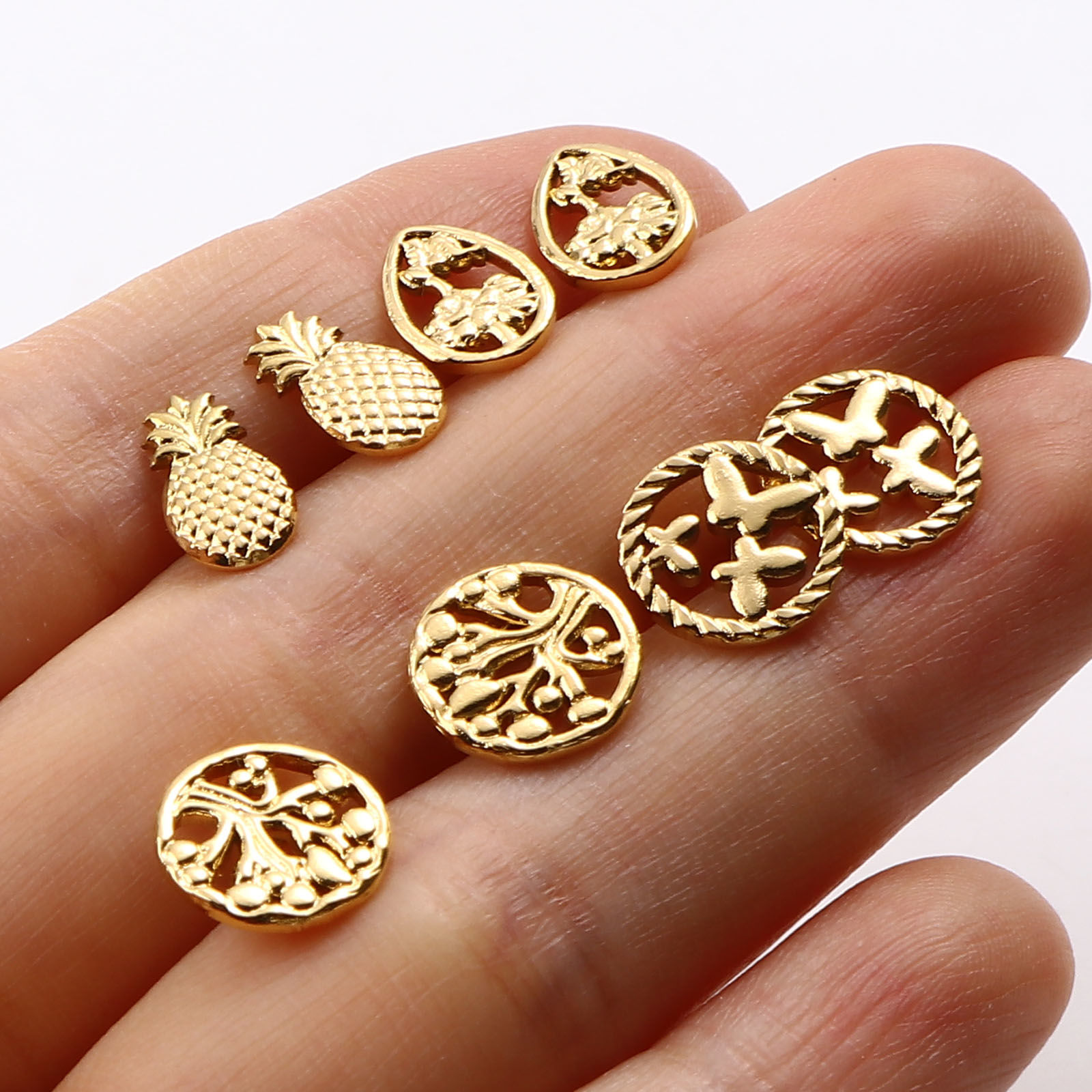 Immagine di 201 Acciaio Inossidabile Collana Orecchini Serie Oro Placcato Posta / Filo Dimensione: (21 misura), 1 Serie ( 2 Pz/Serie)