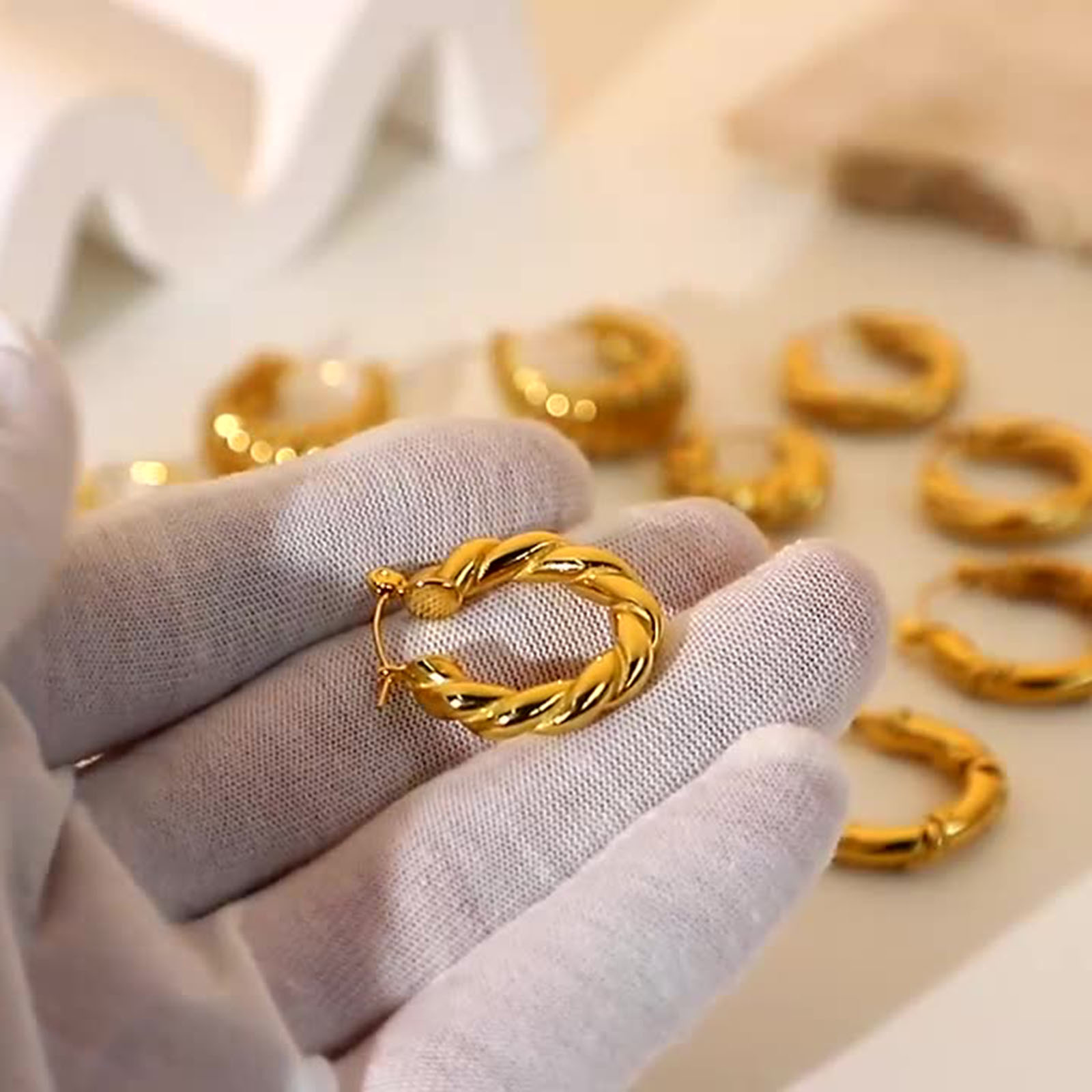 Picture of Eco-friendly Simple & Casual Ins Style 18K Real Gold Plated 304 Stainless Steel Spiral Hoop Earrings For Women