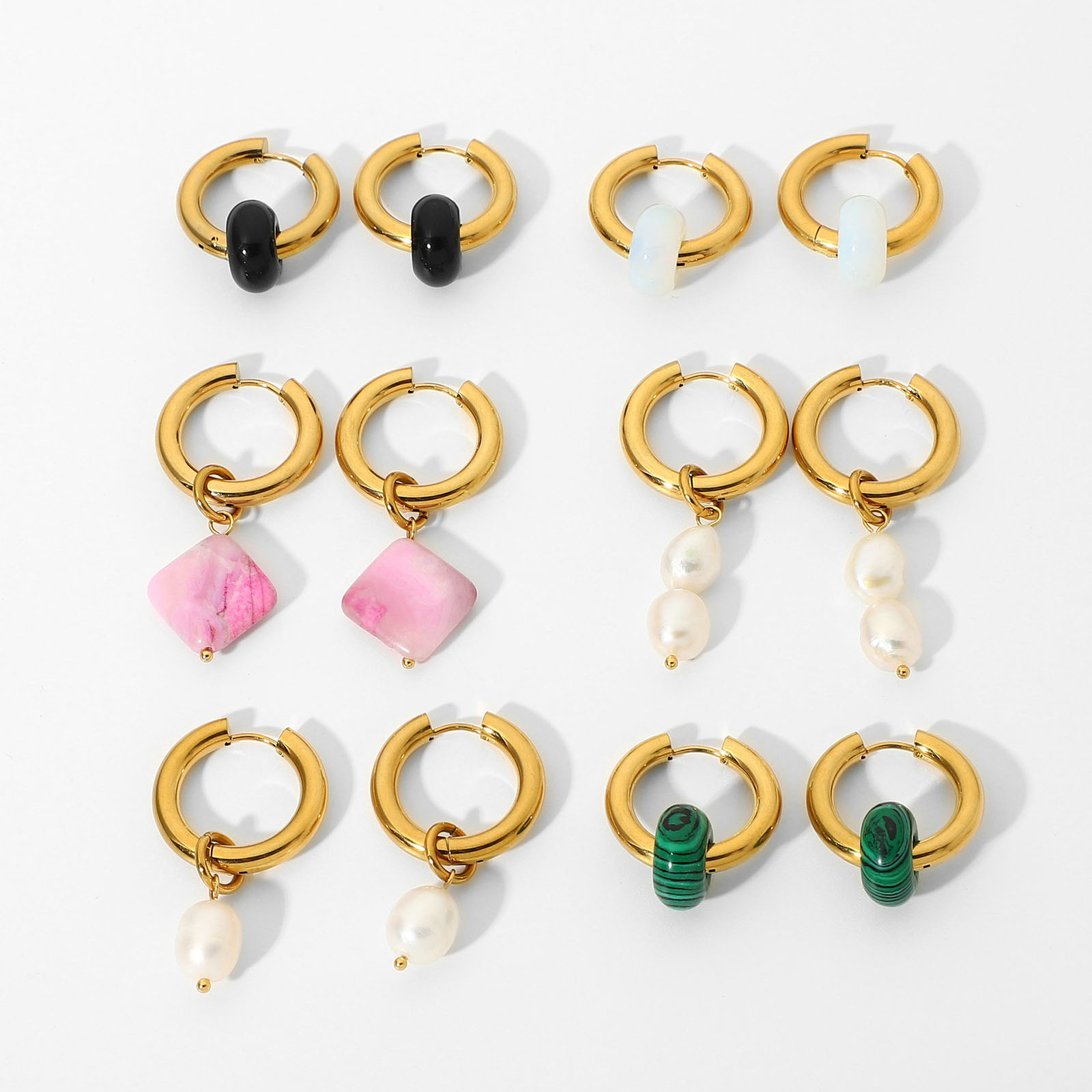 Picture of Eco-friendly Simple & Casual Exquisite 18K Real Gold Plated Multicolor 304 Stainless Steel Round Hoop Earrings For Women Party