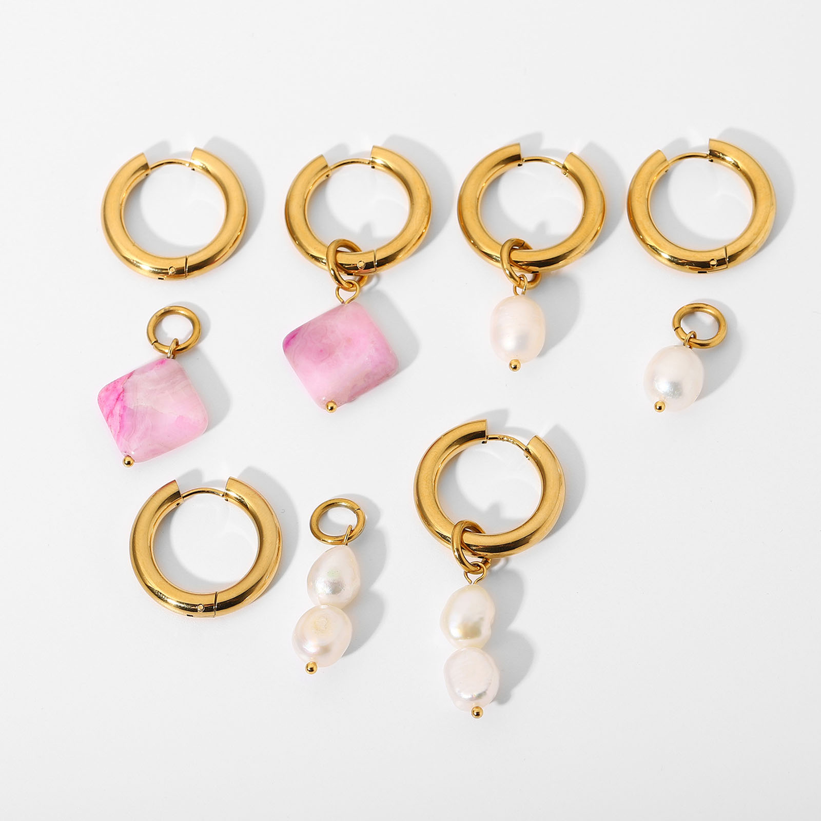 Picture of Eco-friendly Simple & Casual Exquisite 18K Real Gold Plated Multicolor 304 Stainless Steel Round Hoop Earrings For Women Party