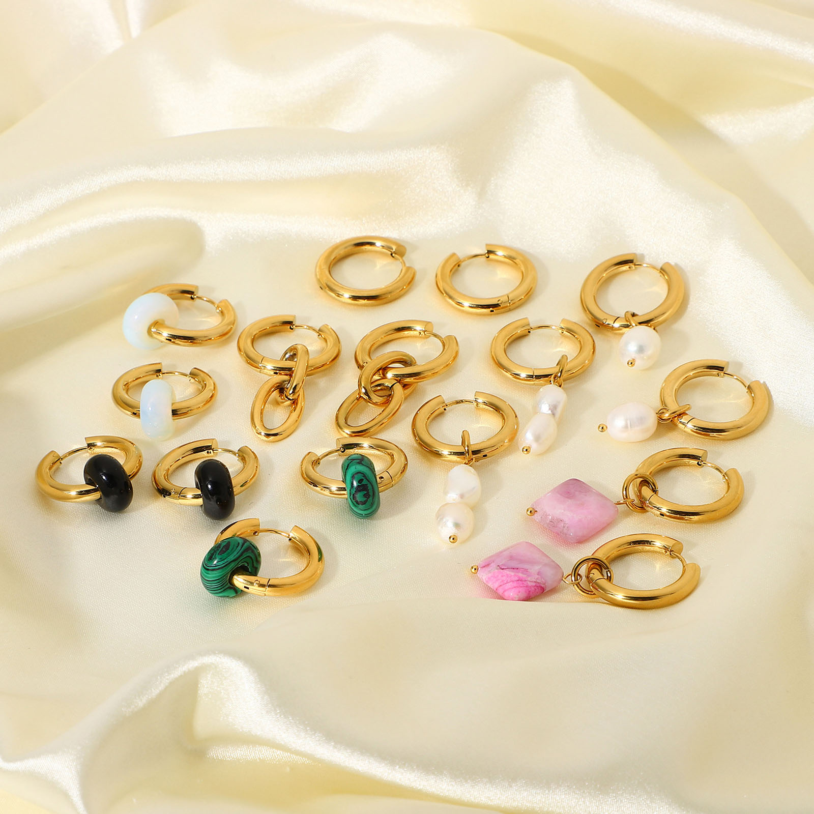 Picture of Eco-friendly Simple & Casual Exquisite 18K Real Gold Plated Multicolor 304 Stainless Steel Round Hoop Earrings For Women Party