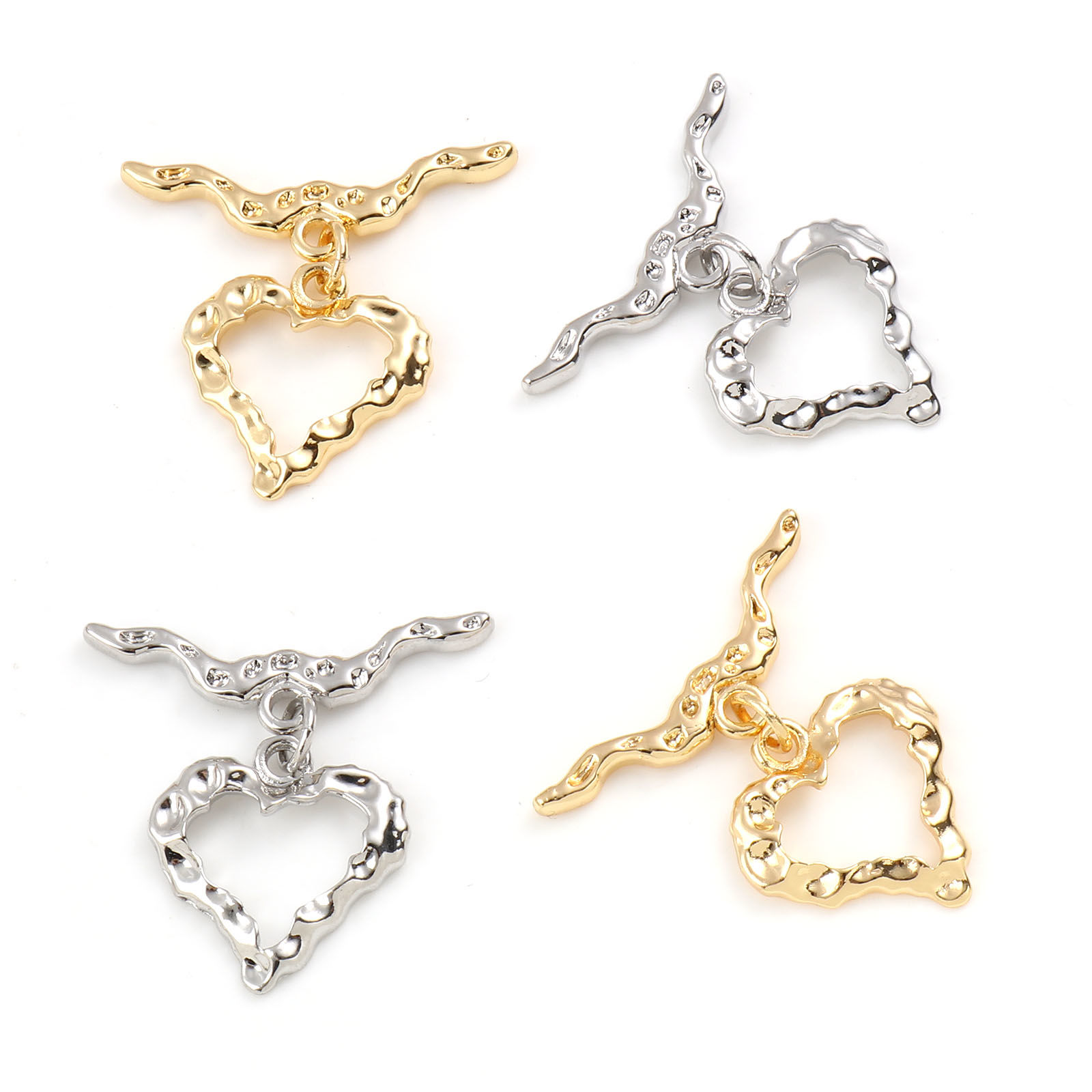 Picture of Brass Toggle Clasps Multicolor Heart Hollow 27mm x 26mm, 1 Piece