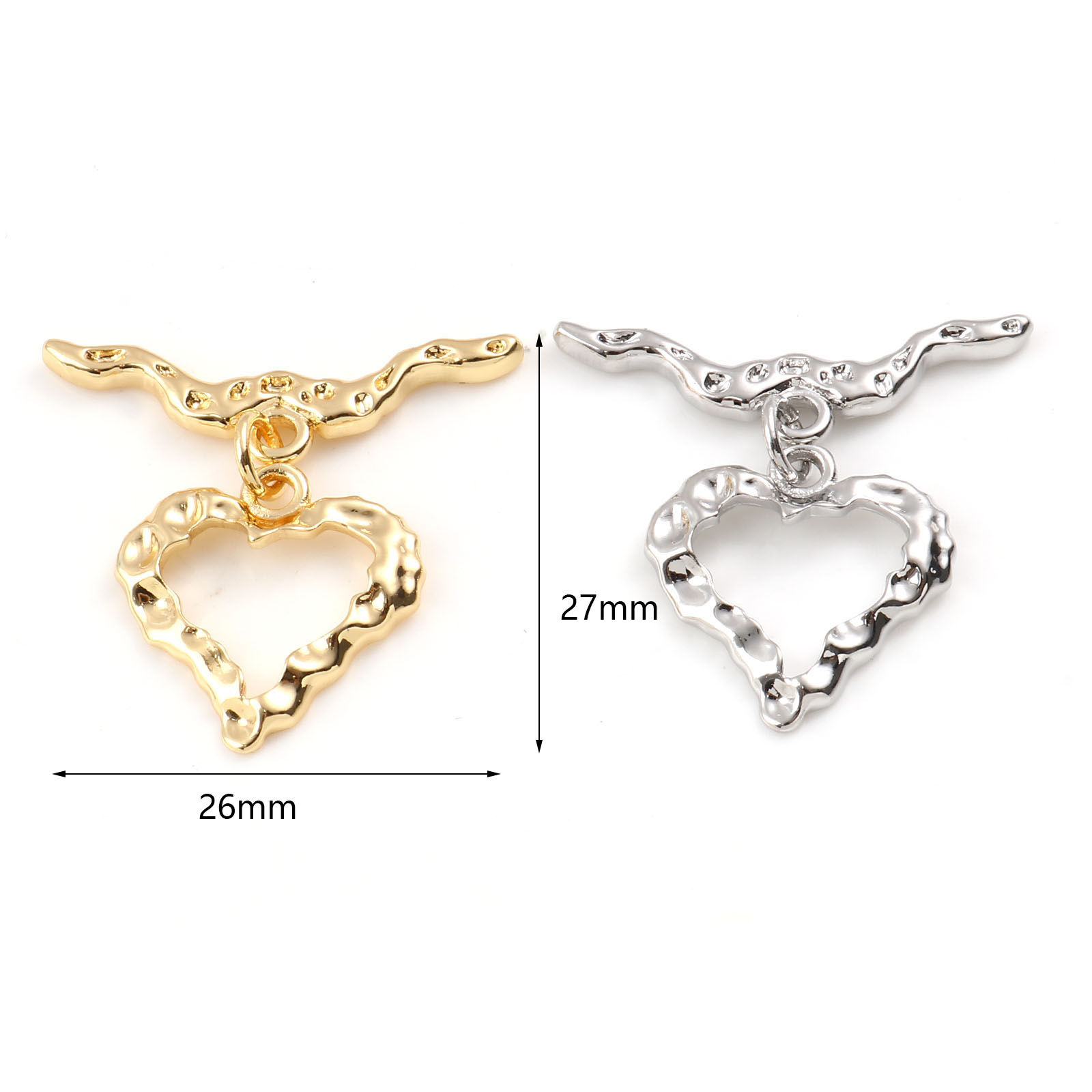 Picture of Brass Toggle Clasps Multicolor Heart Hollow 27mm x 26mm, 1 Piece