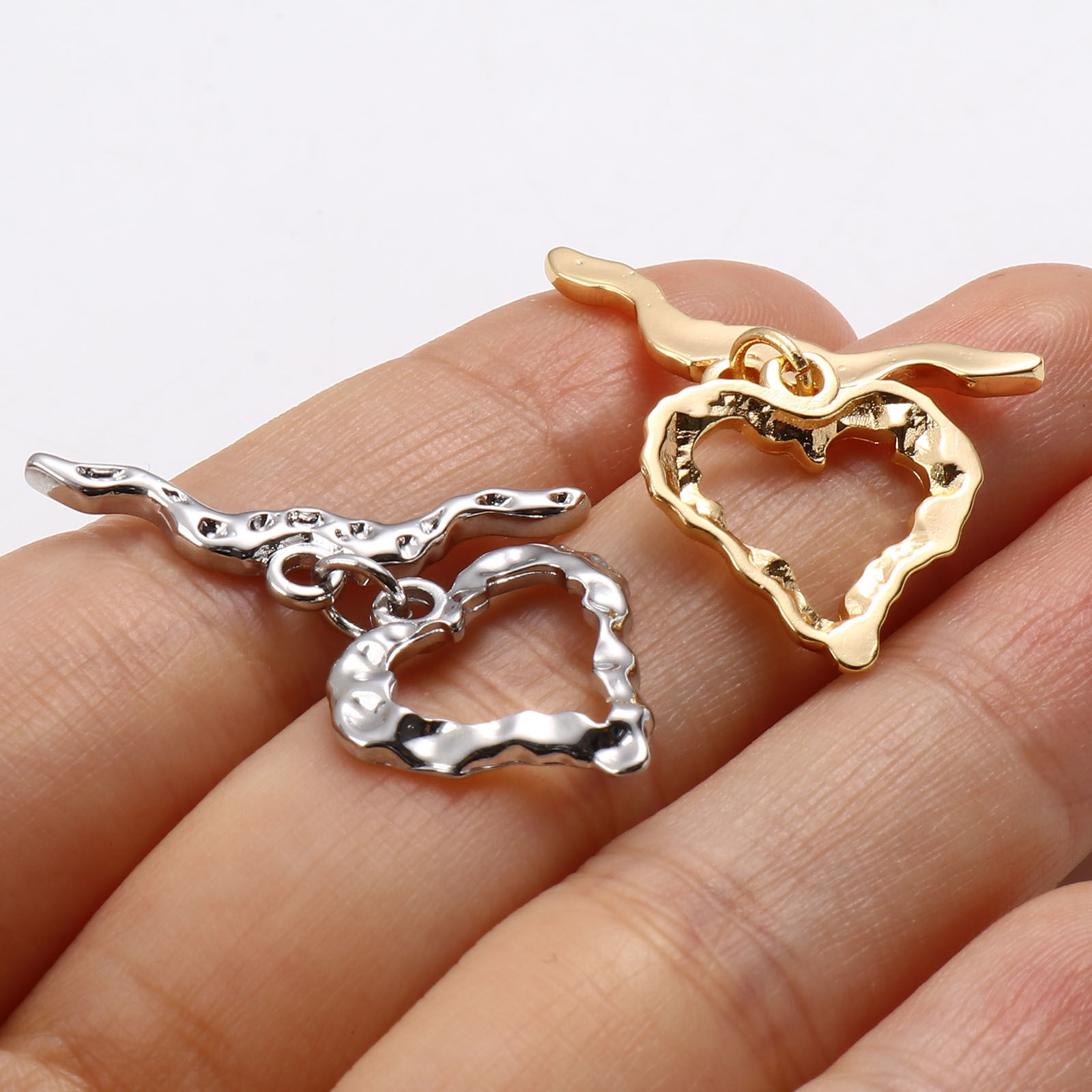 Picture of Brass Toggle Clasps Multicolor Heart Hollow 27mm x 26mm, 1 Piece
