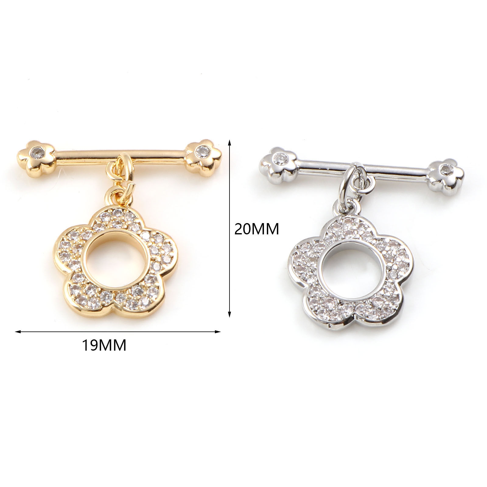 Picture of Brass Toggle Clasps Multicolor Flower Hollow 20mm x 19mm, 1 Piece