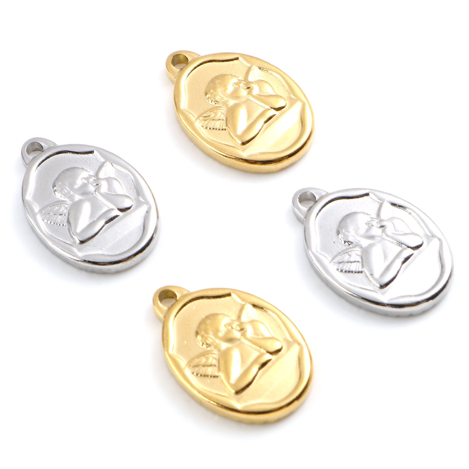 Изображение Нержавеющая Сталь религия религия Подвески Овальные Разноцветный Ангел 22мм x 15мм, 1 ШТ