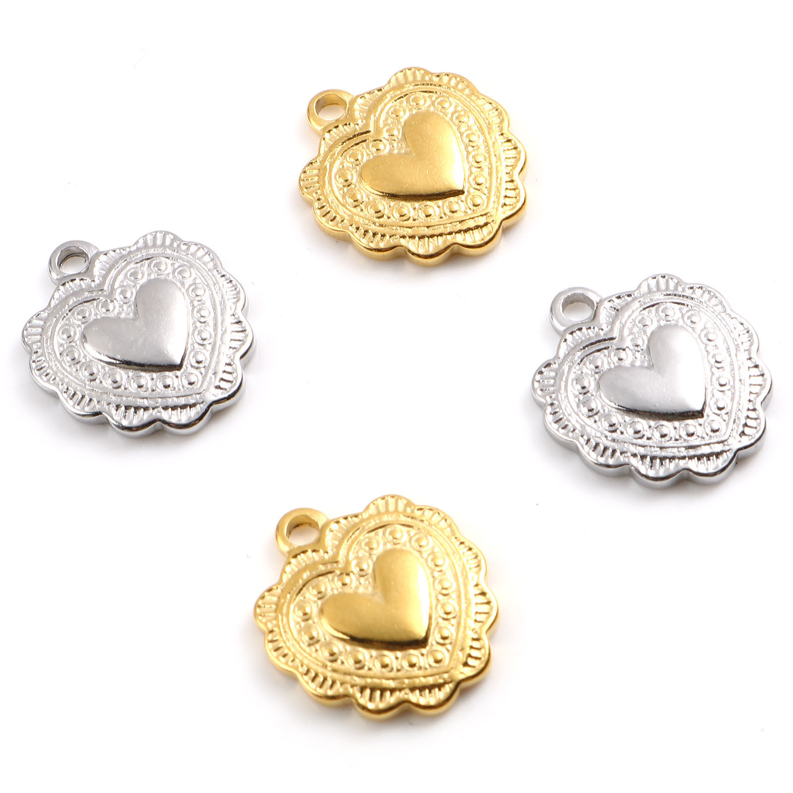 Picture of Stainless Steel Valentine's Day Charms Heart Multicolor 16mm x 14mm, 1 Piece