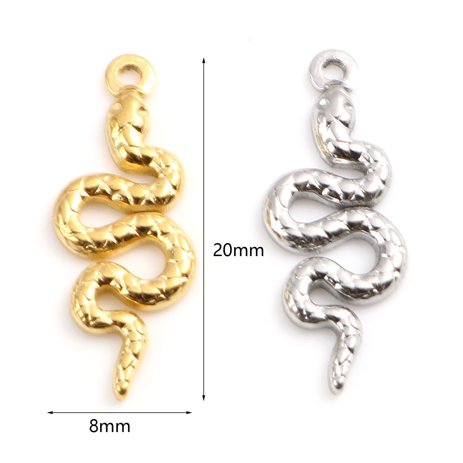 Image de Breloques en Acier Inoxydable Serpent Multicolore 20mm x 8mm , 1 Pièce