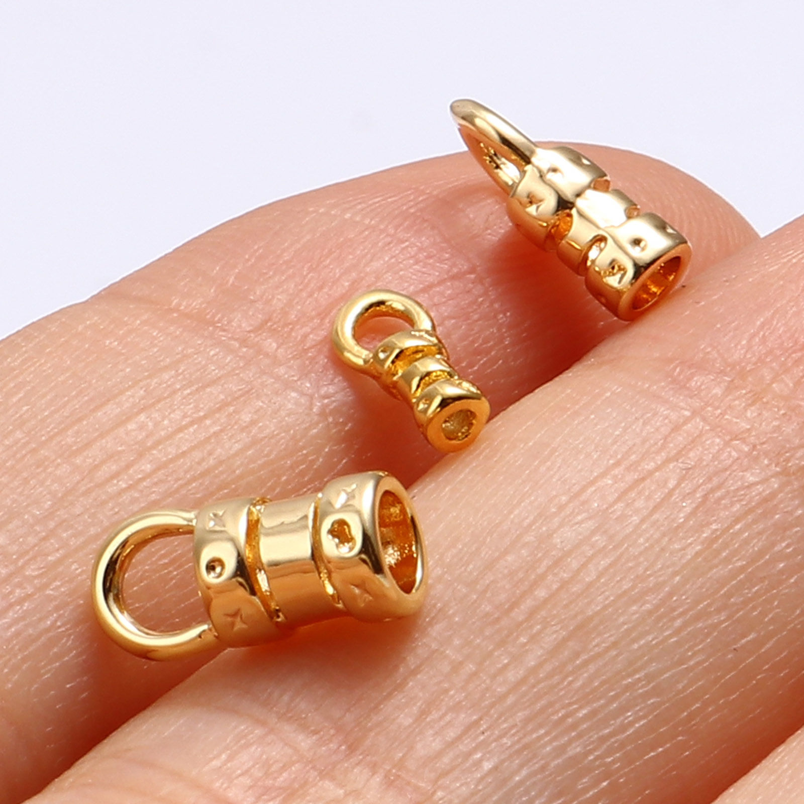 Изображение Латунь Зажим-концевик для Ожерелья 18K настоящее золото с покрытием Цилиндр 2 ШТ