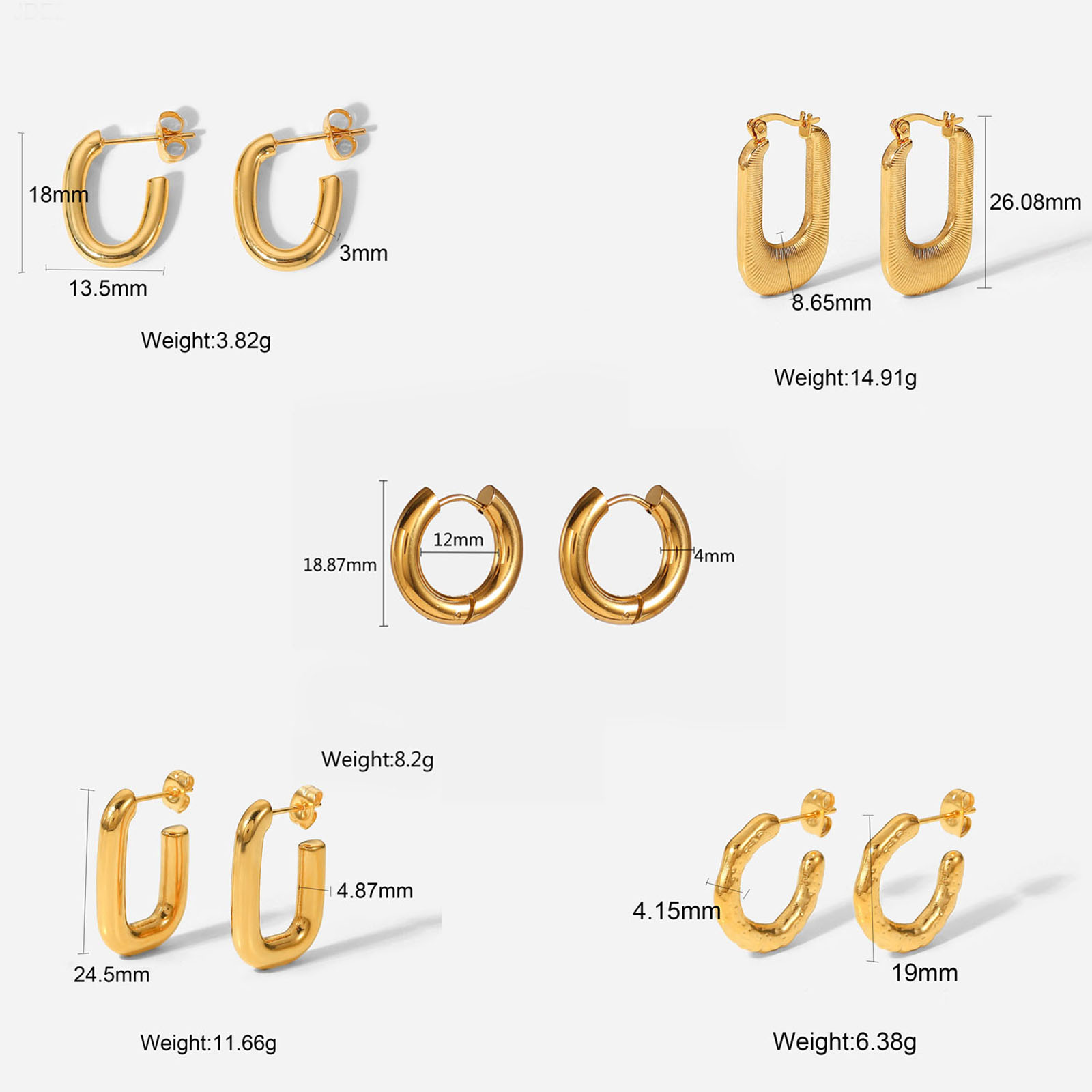 Picture of Eco-friendly Simple & Casual Simple 18K Real Gold Plated 304 Stainless Steel Geometric Ear Post Stud Earrings For Women