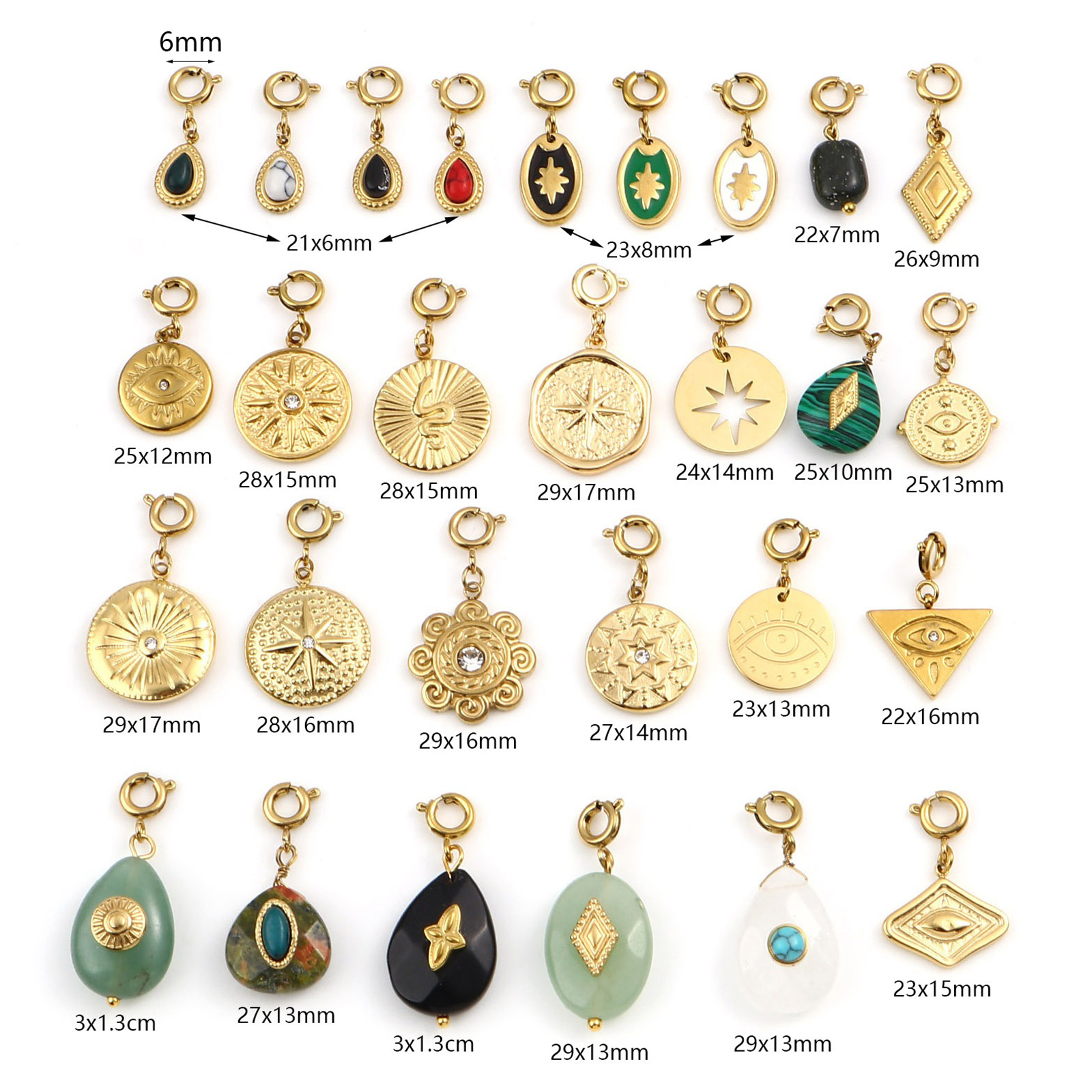 Image de Breloques en 304 Acier Inoxydable Religieux Géométrique Plaqué Or Véritable 1 Pièce