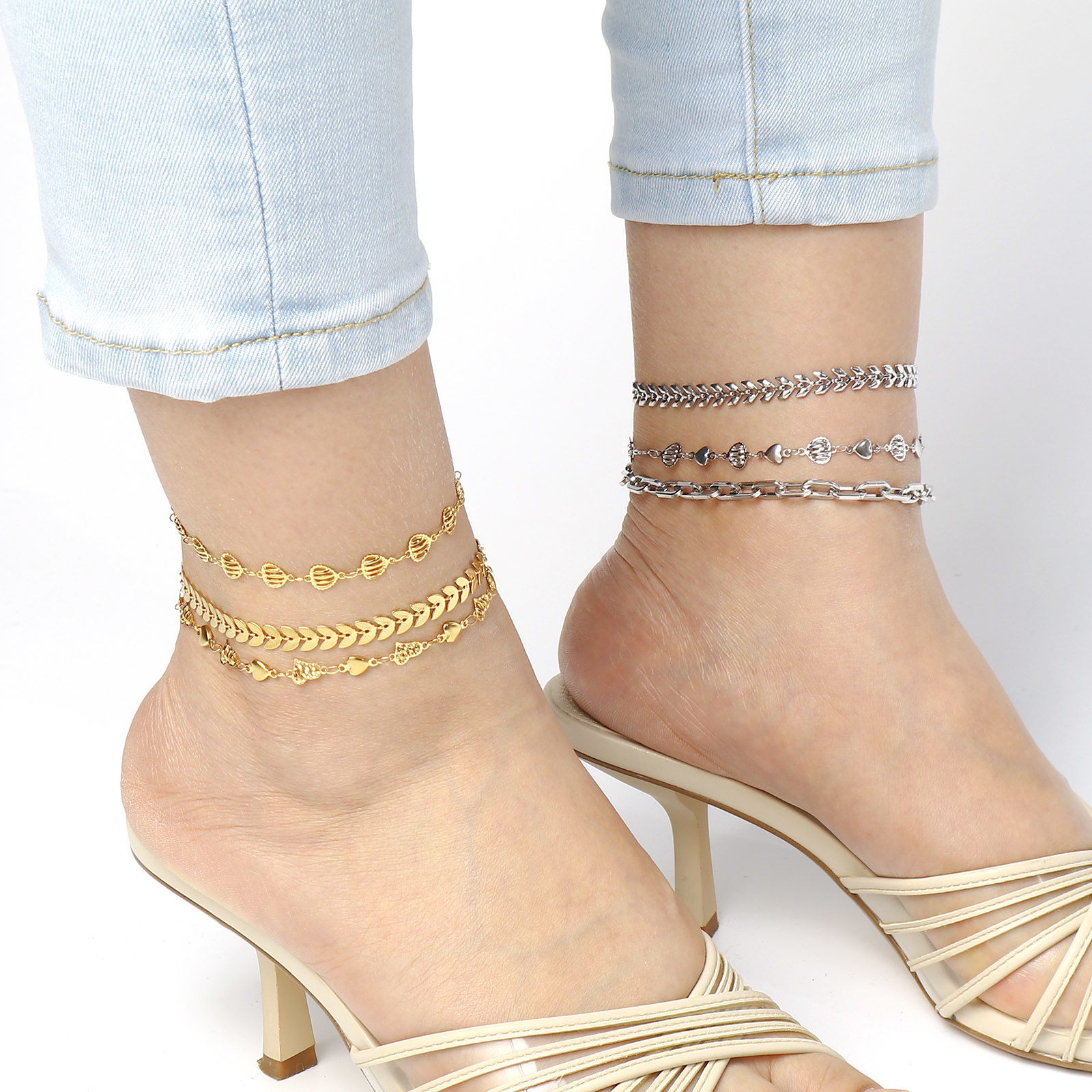 Bild von 1 Strang Vakuumbeschichtung 304 Edelstahl Fußketten Vergoldet