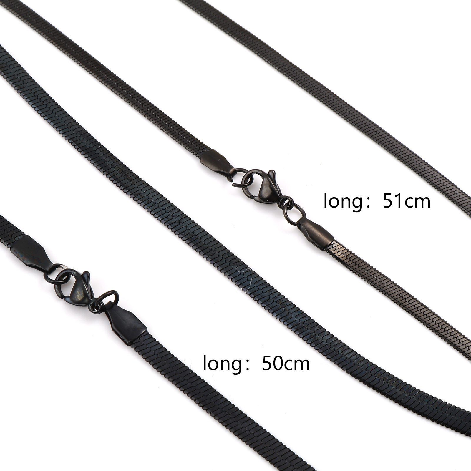 Bild von 304 Edelstahl Schlangenkette KetteZubehör Halskette Schwarz 1 Strang