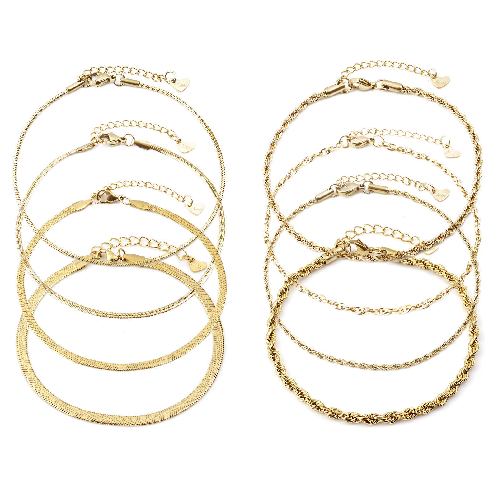 Picture of 1 Piece Vacuum Plating Stainless Steel Link Chain Anklet Gold Plated