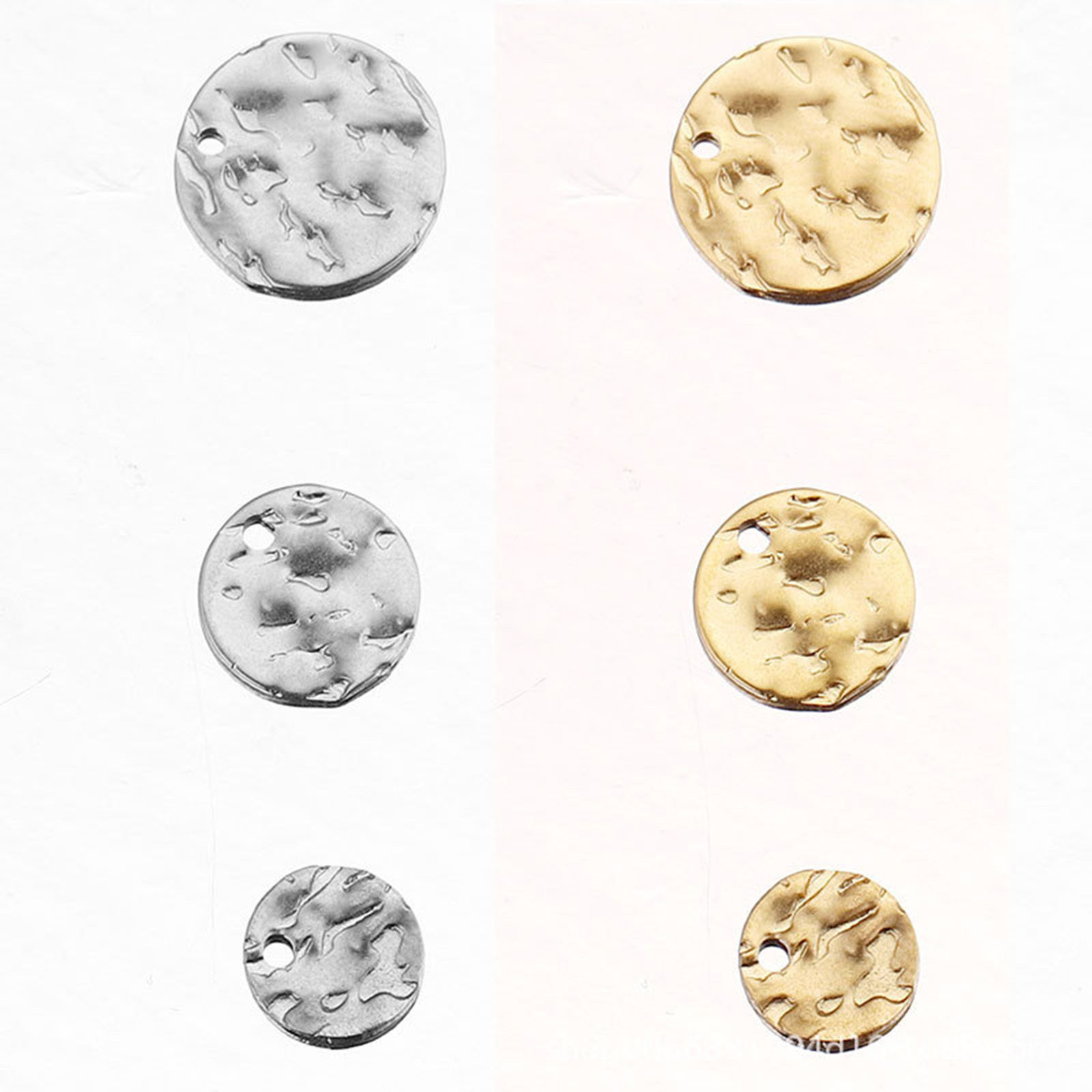 Image de Breloques en 304 Acier Inoxydable Martelage Rond Multicolore 10 Pcs