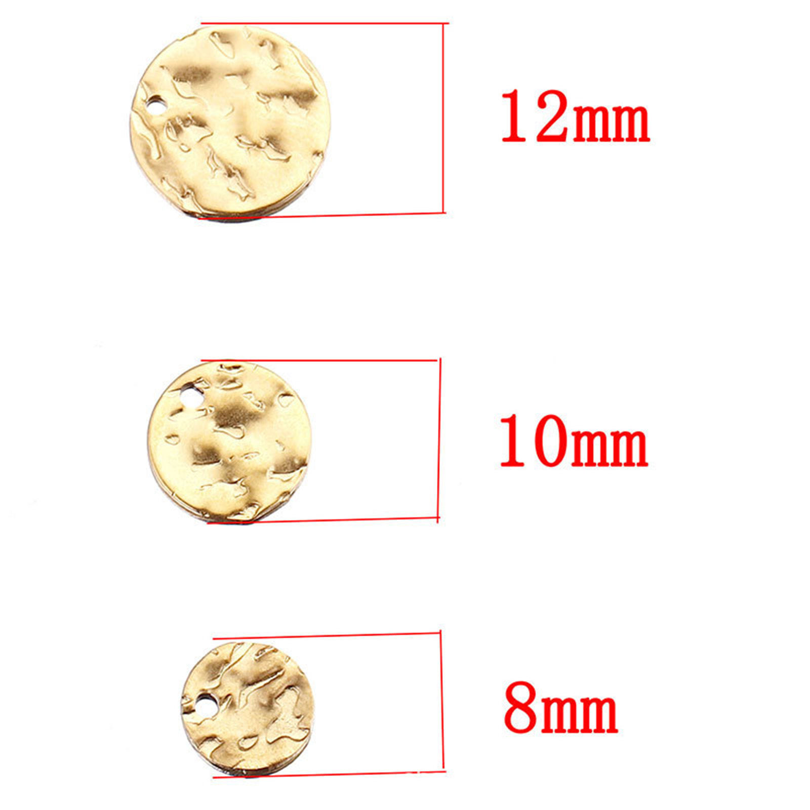 Image de Breloques en 304 Acier Inoxydable Martelage Rond Multicolore 10 Pcs