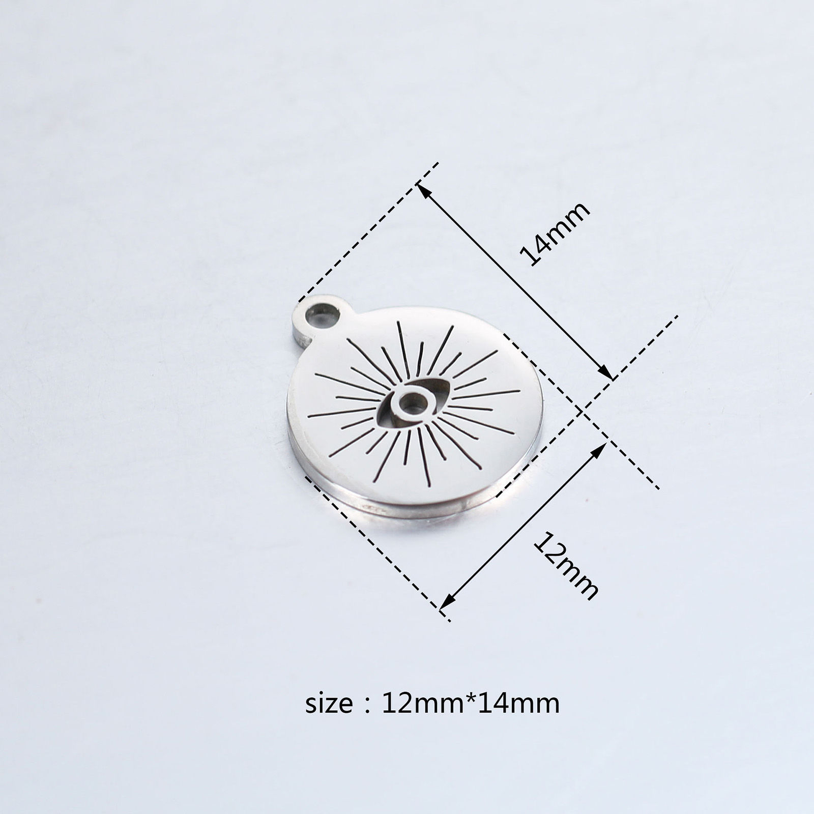 Image de Breloques en 304 Acier Inoxydable Religieux Rond Multicolore Oeil de la Providence/ Oeil Qui Voit Tout 1 Pièce